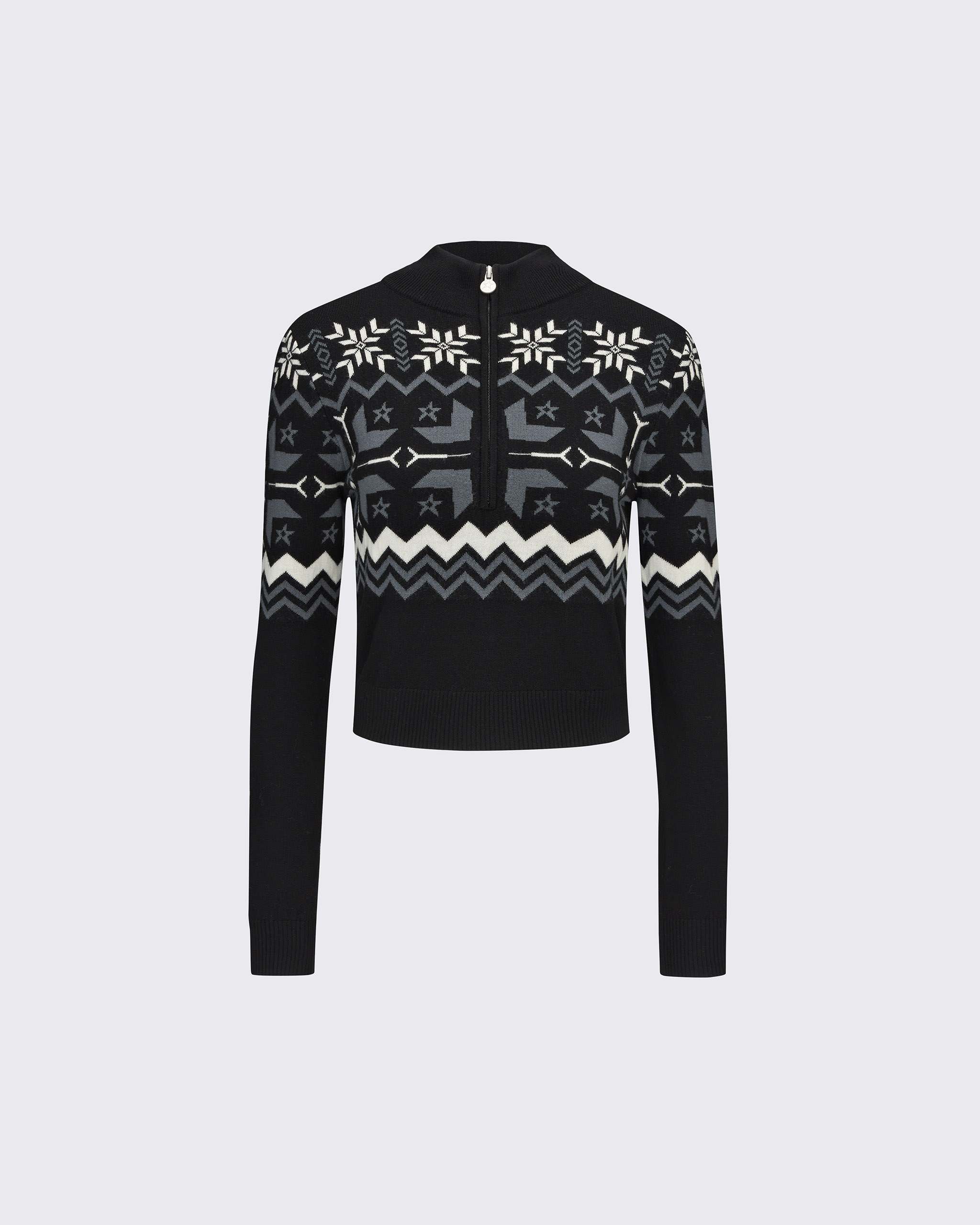 Shop Perfect Moment Nordic Merino Wool Half Zip Sweater In Black