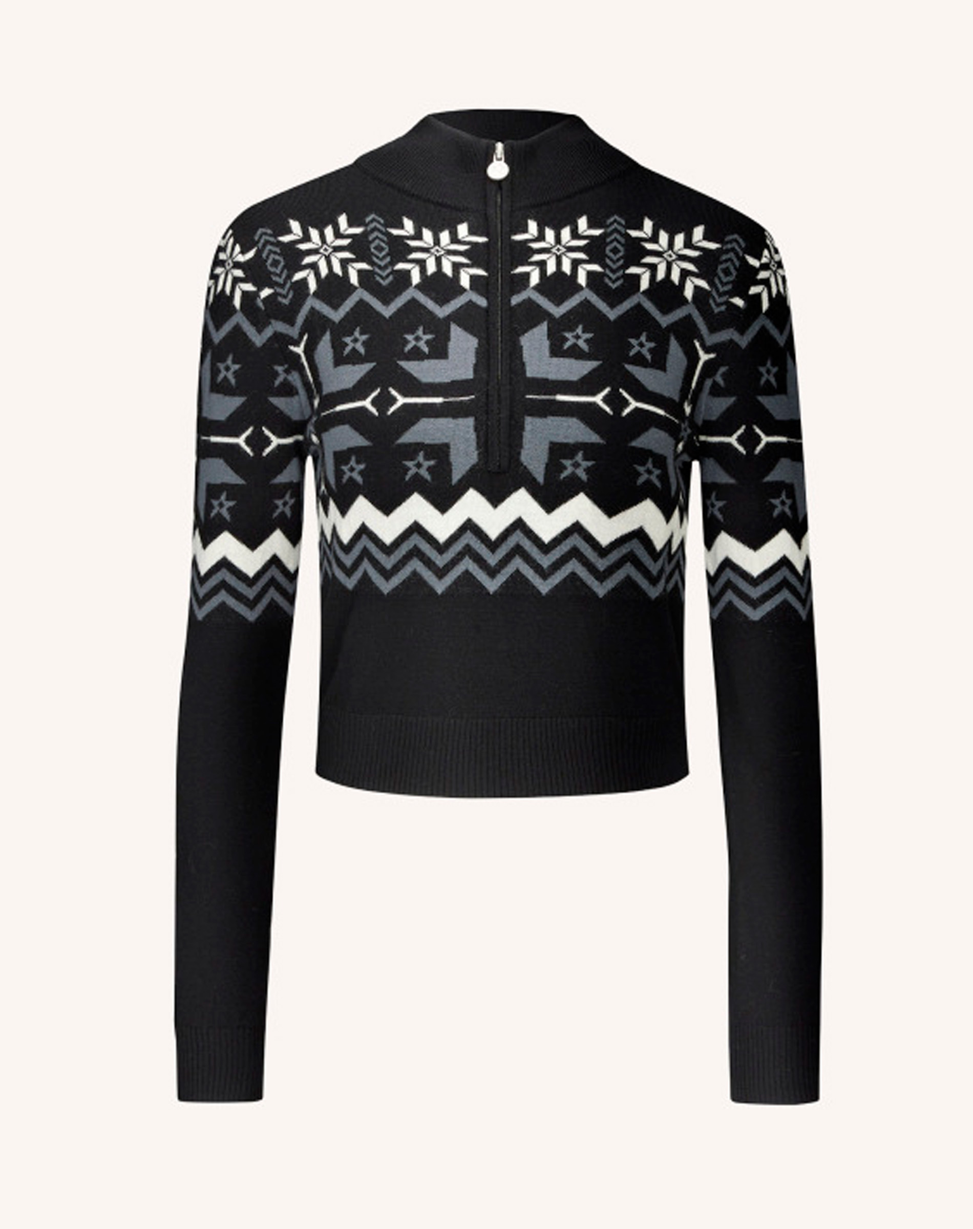 Perfect Moment Nordic Merino Wool Half-zip Xl In Black