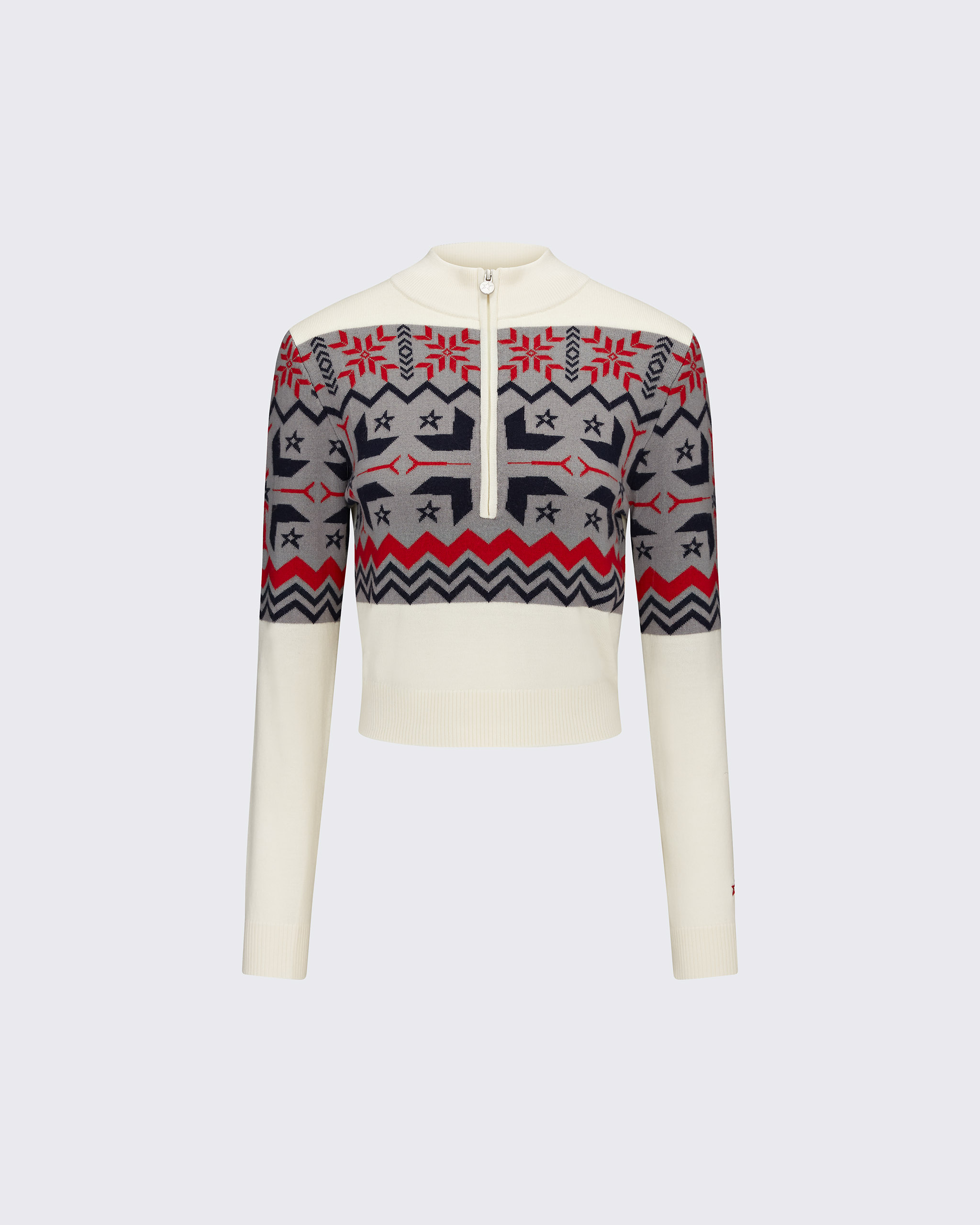 Shop Perfect Moment Nordic Merino Wool Half Zip Sweater In Snow-white