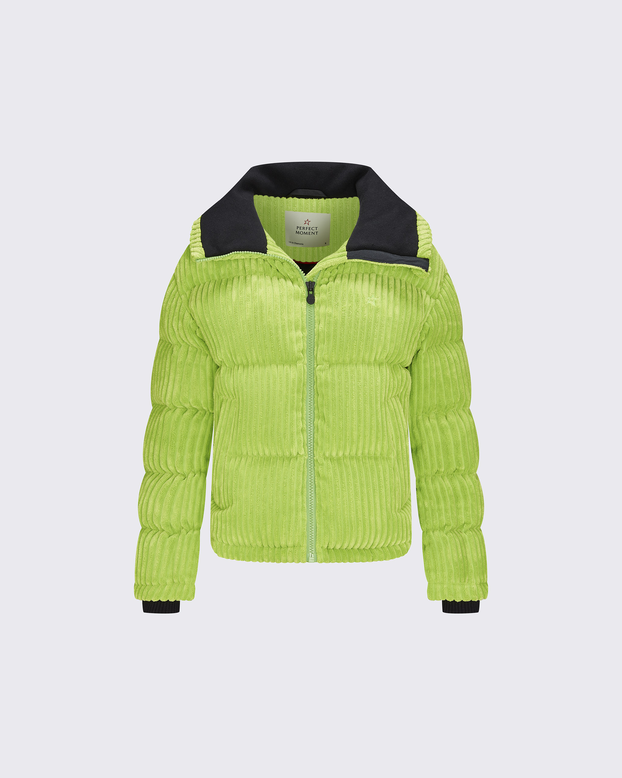 Perfect Moment Jumbo Cord Down Jacket In Pear-green
