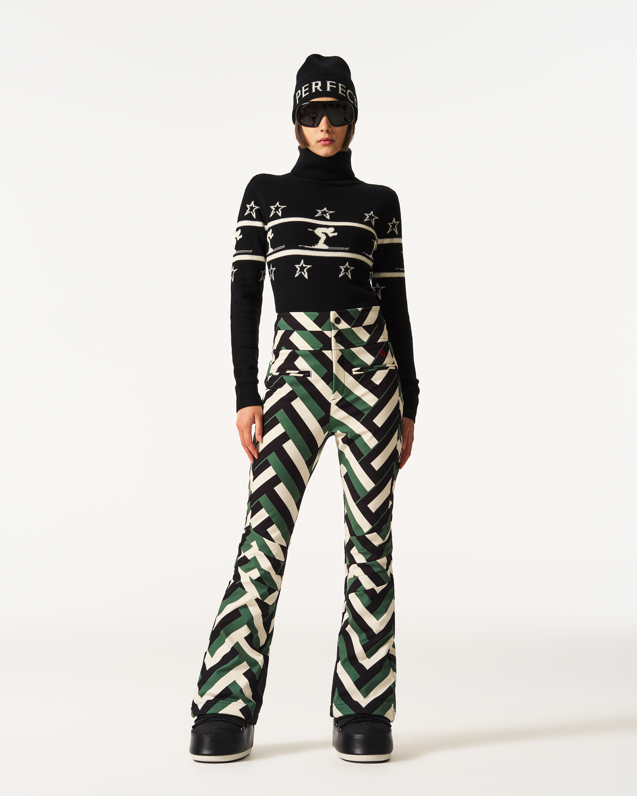 Houndstooth High-Waist Aurora Flare Ski Pant | Perfect Moment