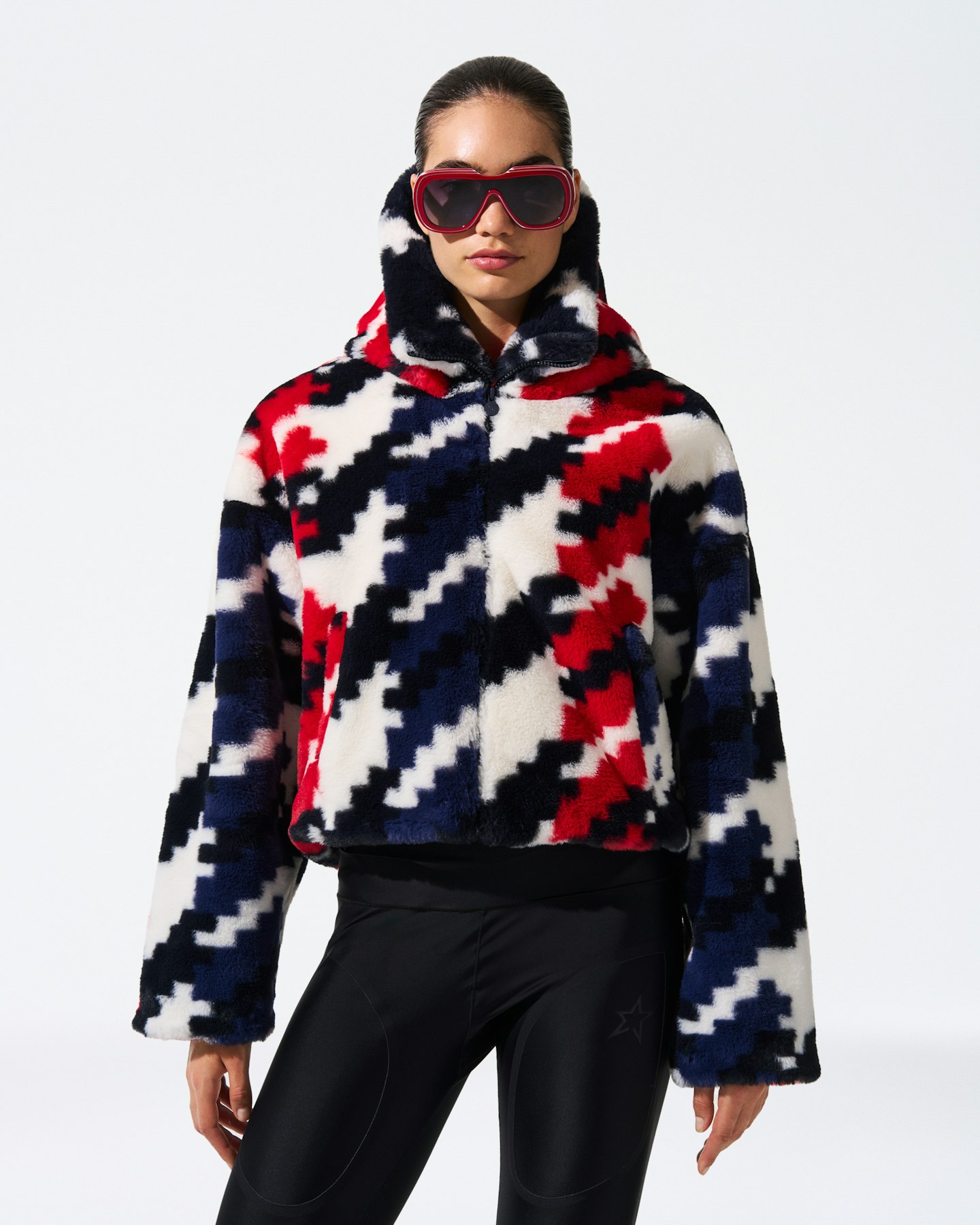 Houndstooth Noelle Faux Fur Jacket 1