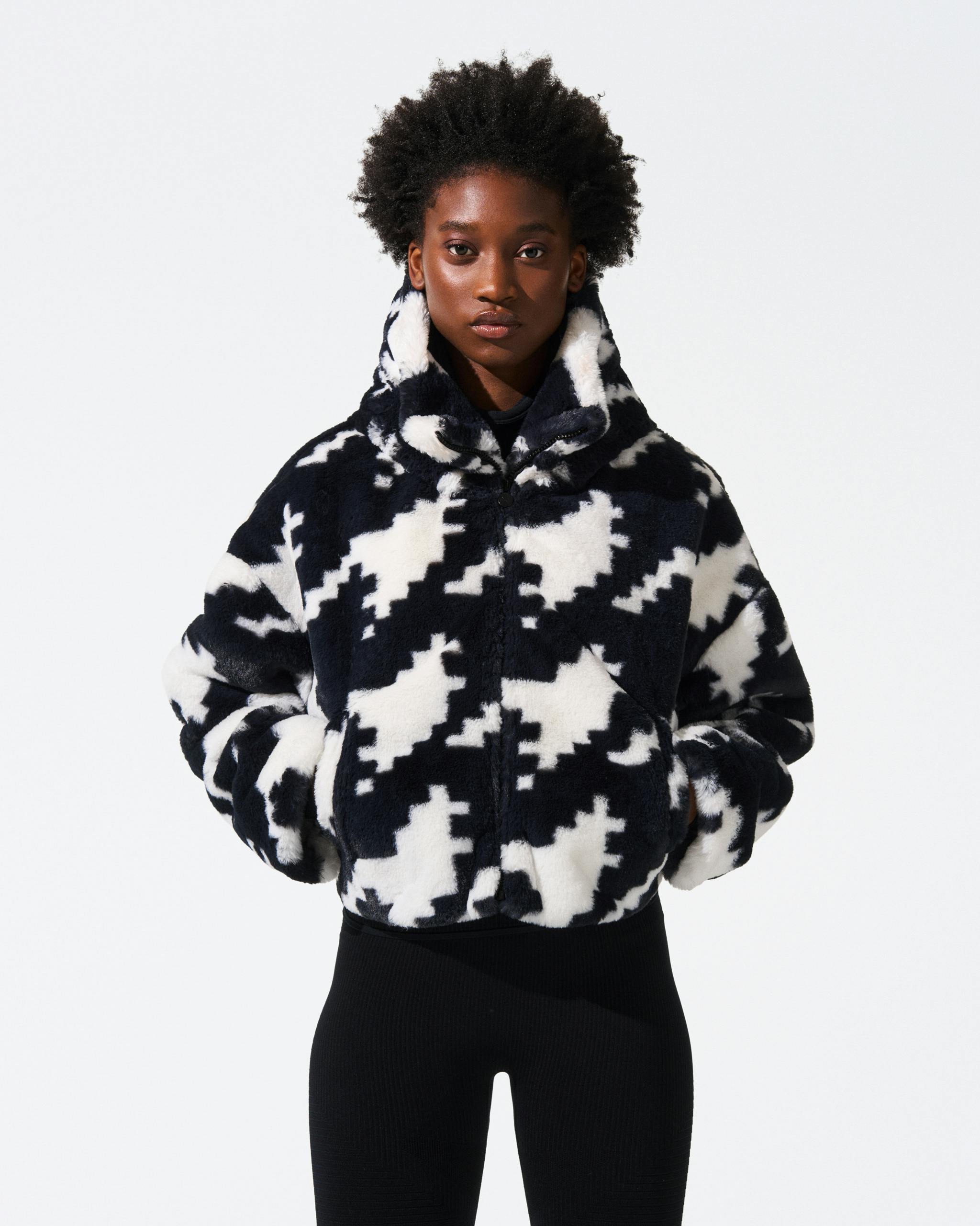 Houndstooth Noelle Faux Fur Jacket | Perfect Moment