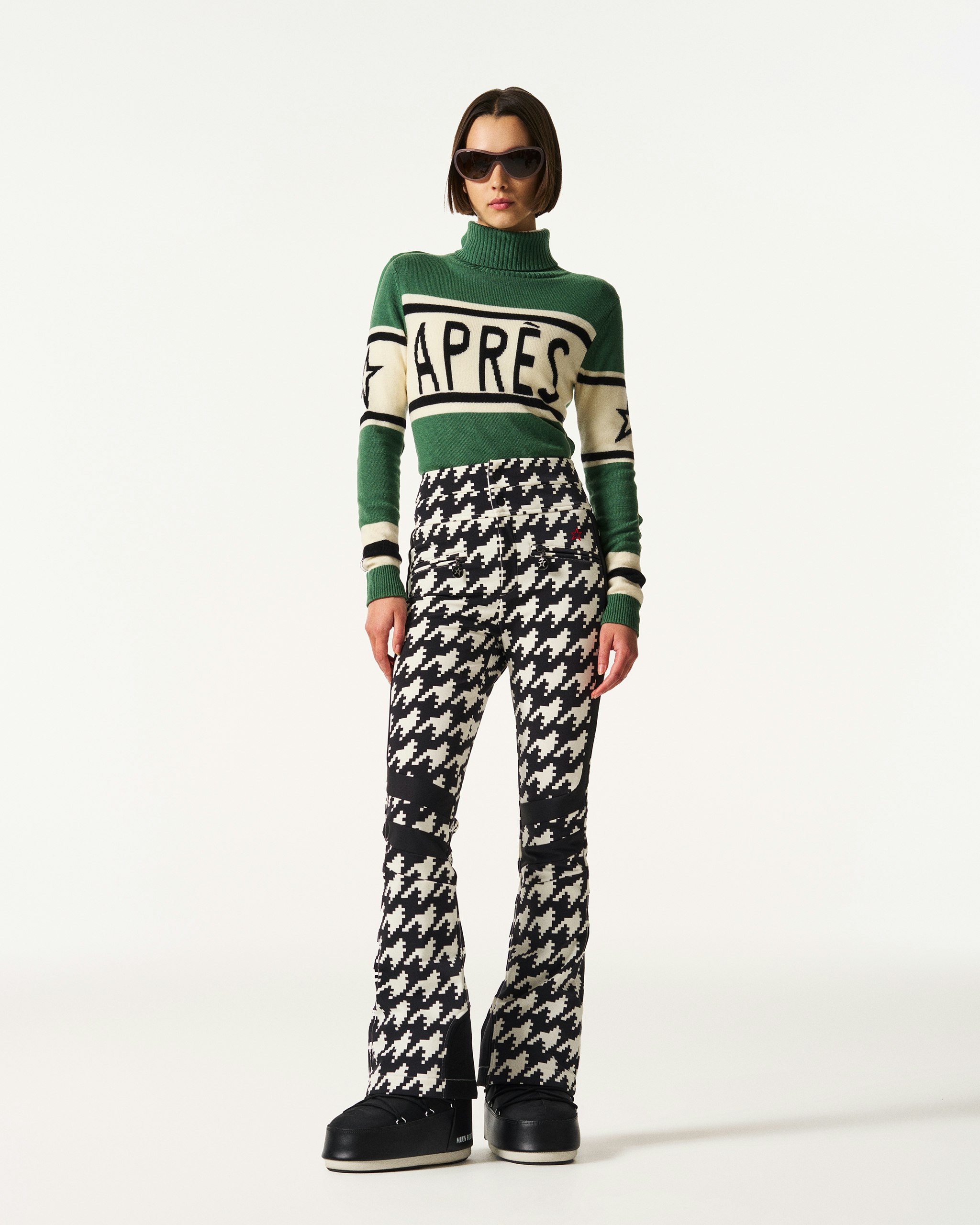Houndstooth High-Waist Aurora Flare Ski Pant 1 Houndstooth High-Waist Aurora Flare Ski Pant