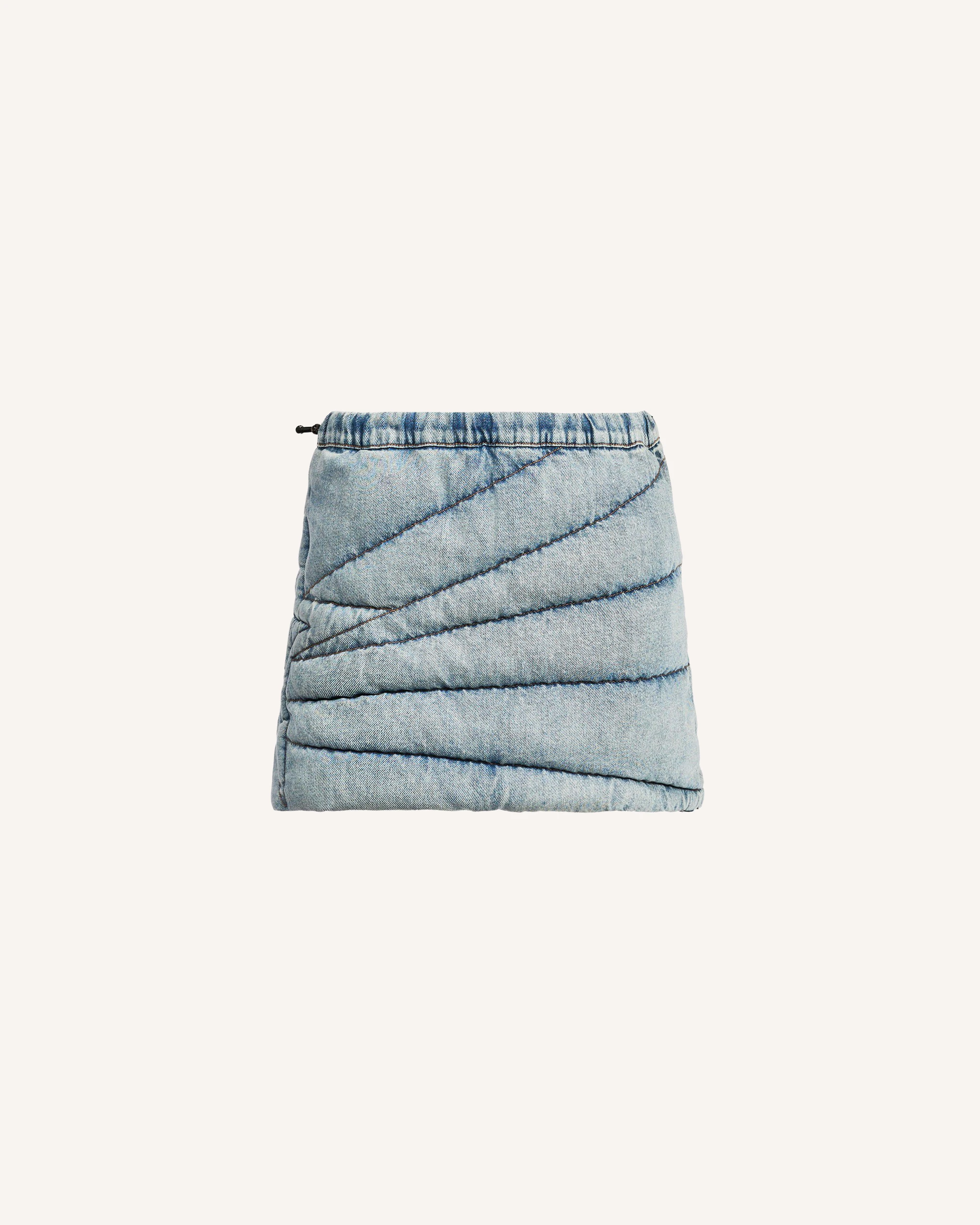 Quilted Denim Mini Skirt 0