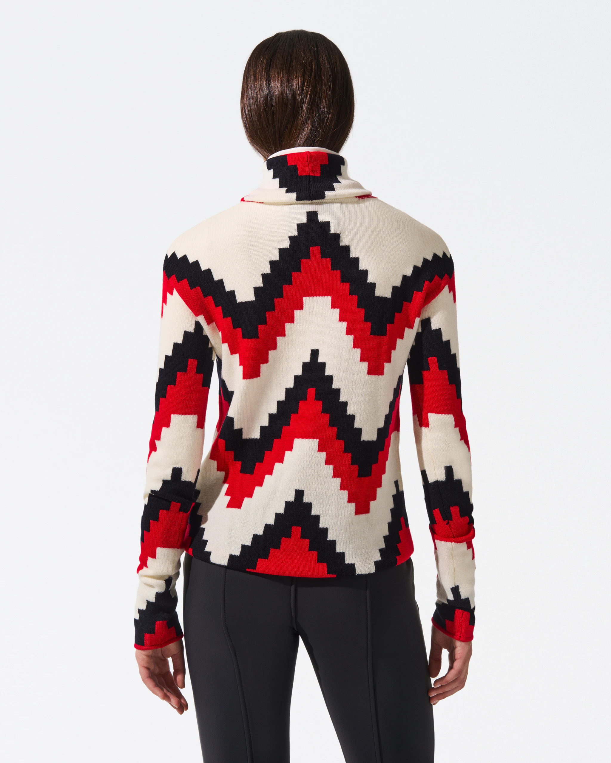 Chevron Merino Wool Turtleneck Sweater 2