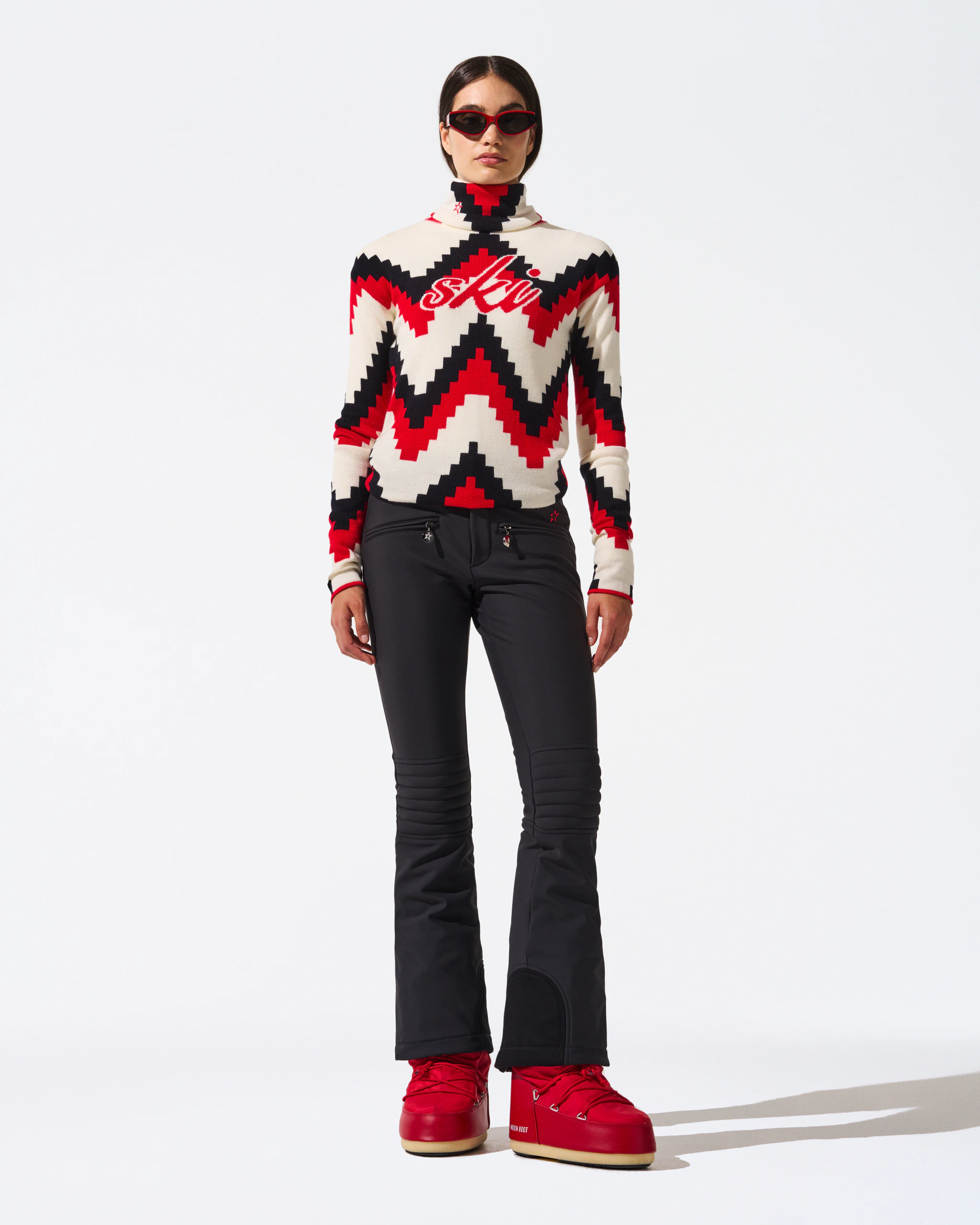 Chevron Merino Wool Turtleneck Sweater 4