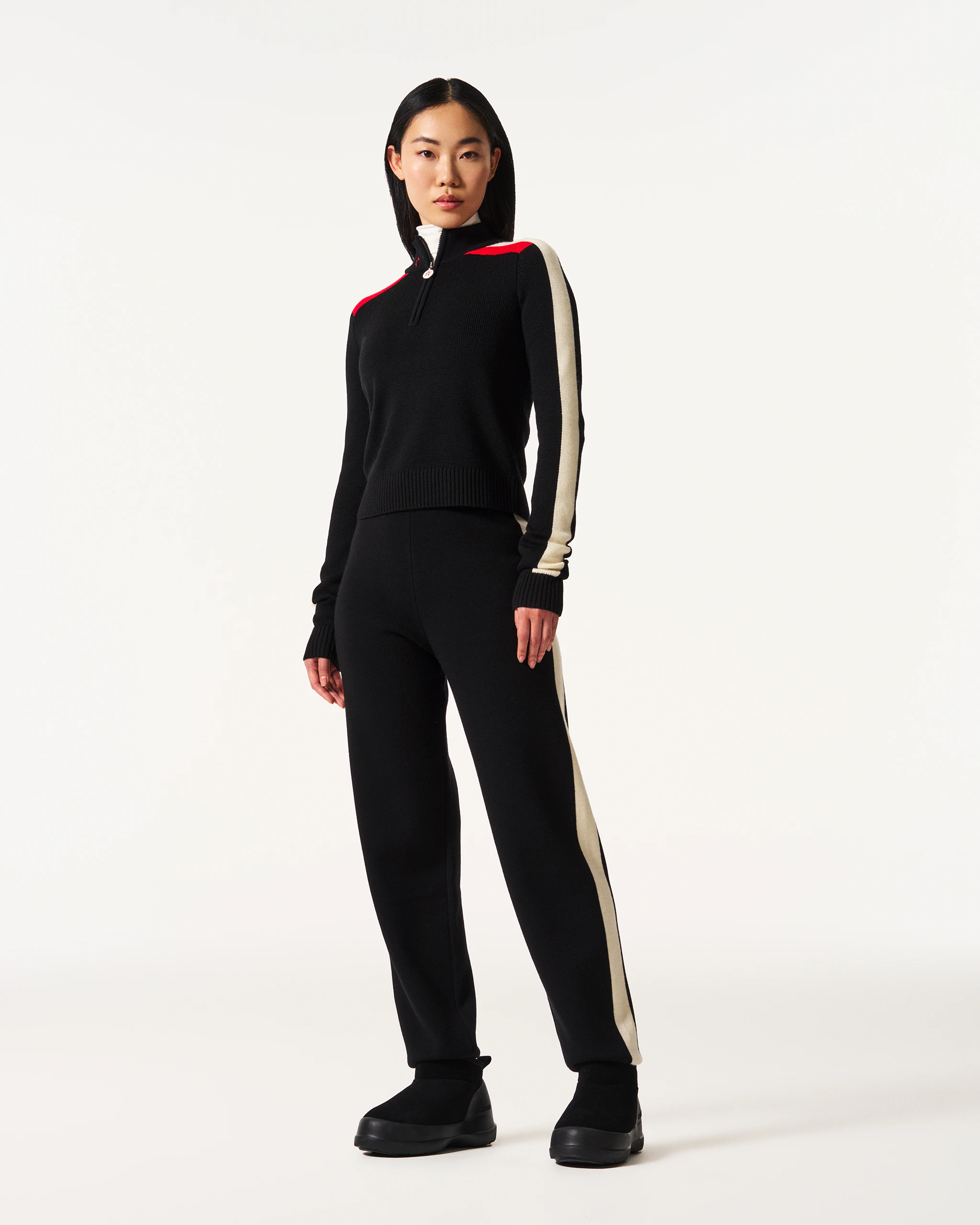 【極美品】BISHOOL Wool Beaver Check セットアップ LA Tour Merino Wool 1/4 Zip Sweater | Perfect Moment