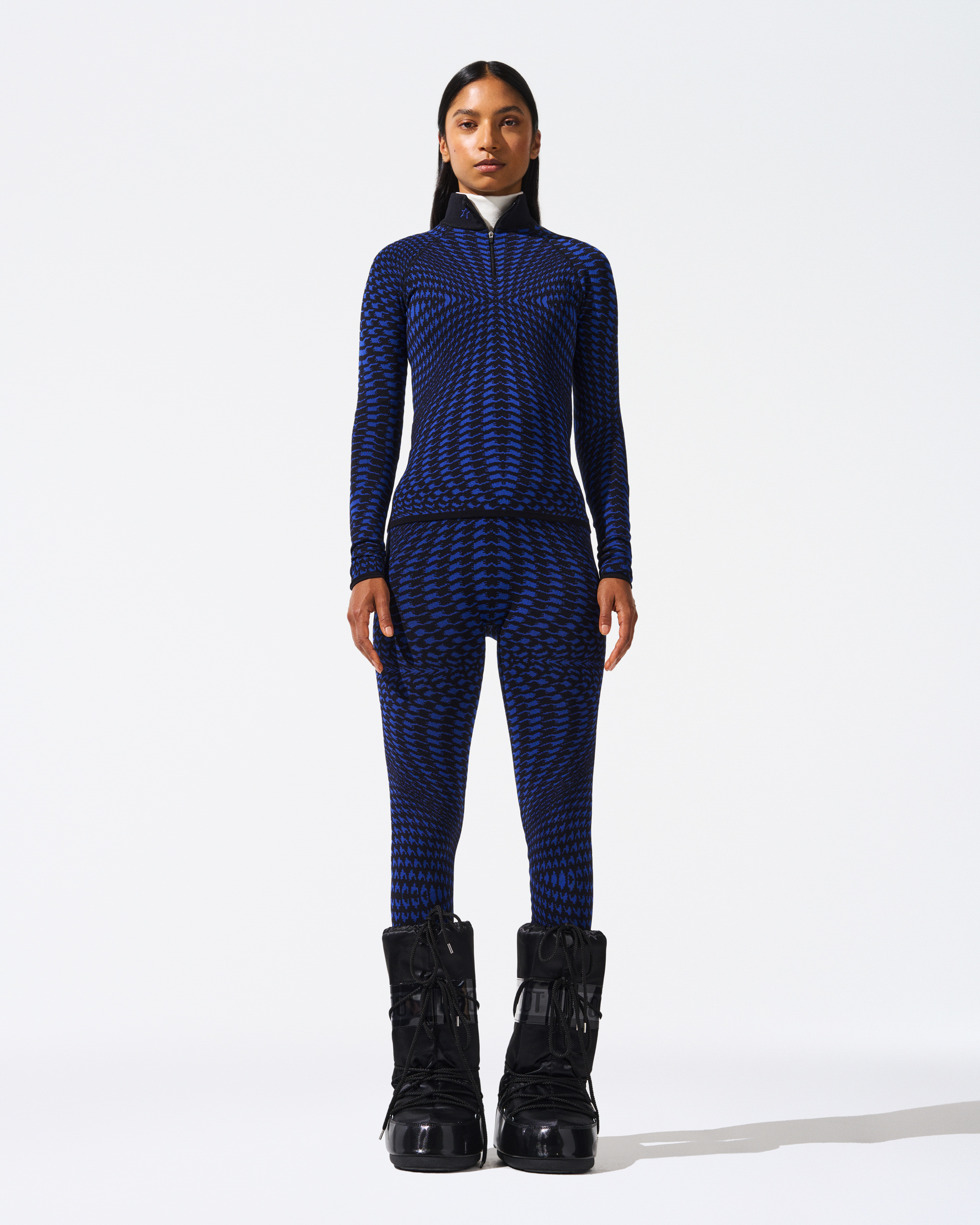 Twisted Houndstooth Print 1/4-Zip Base Layer Top | Perfect Moment