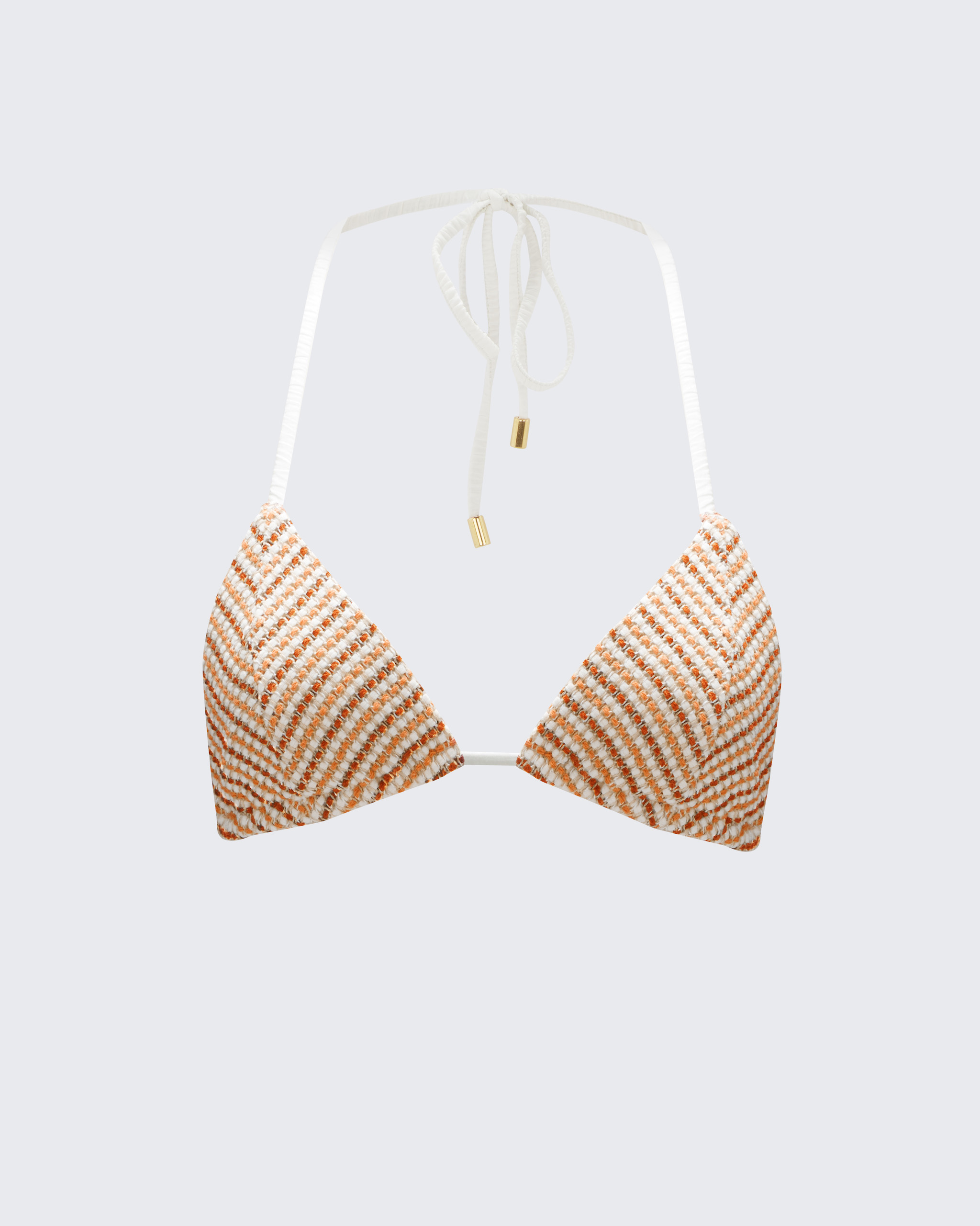 Perfect Moment Llonga Striped Triangle Bikini Top In Orange