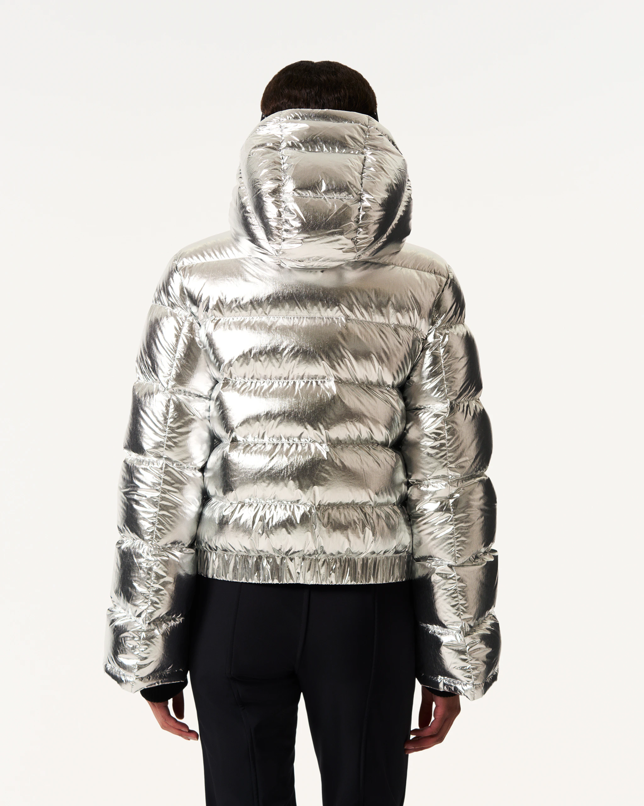 Women's Silver Polar Flare Down Ski Jacket | Perfect Moment
