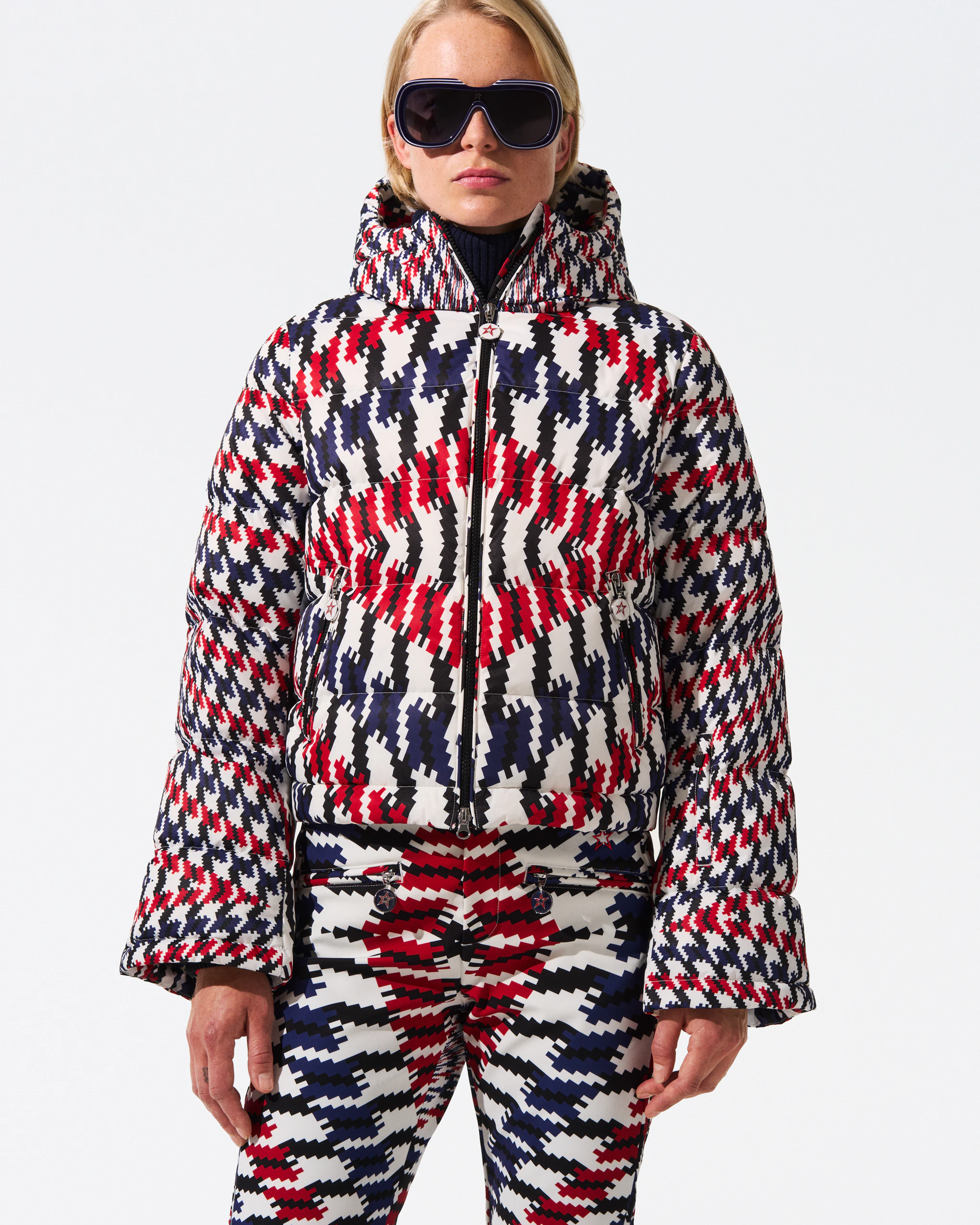 Twisted Houndstooth Polar Flare Down Jacket 1