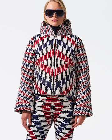 Twisted Houndstooth Polar Flare Down Jacket 1