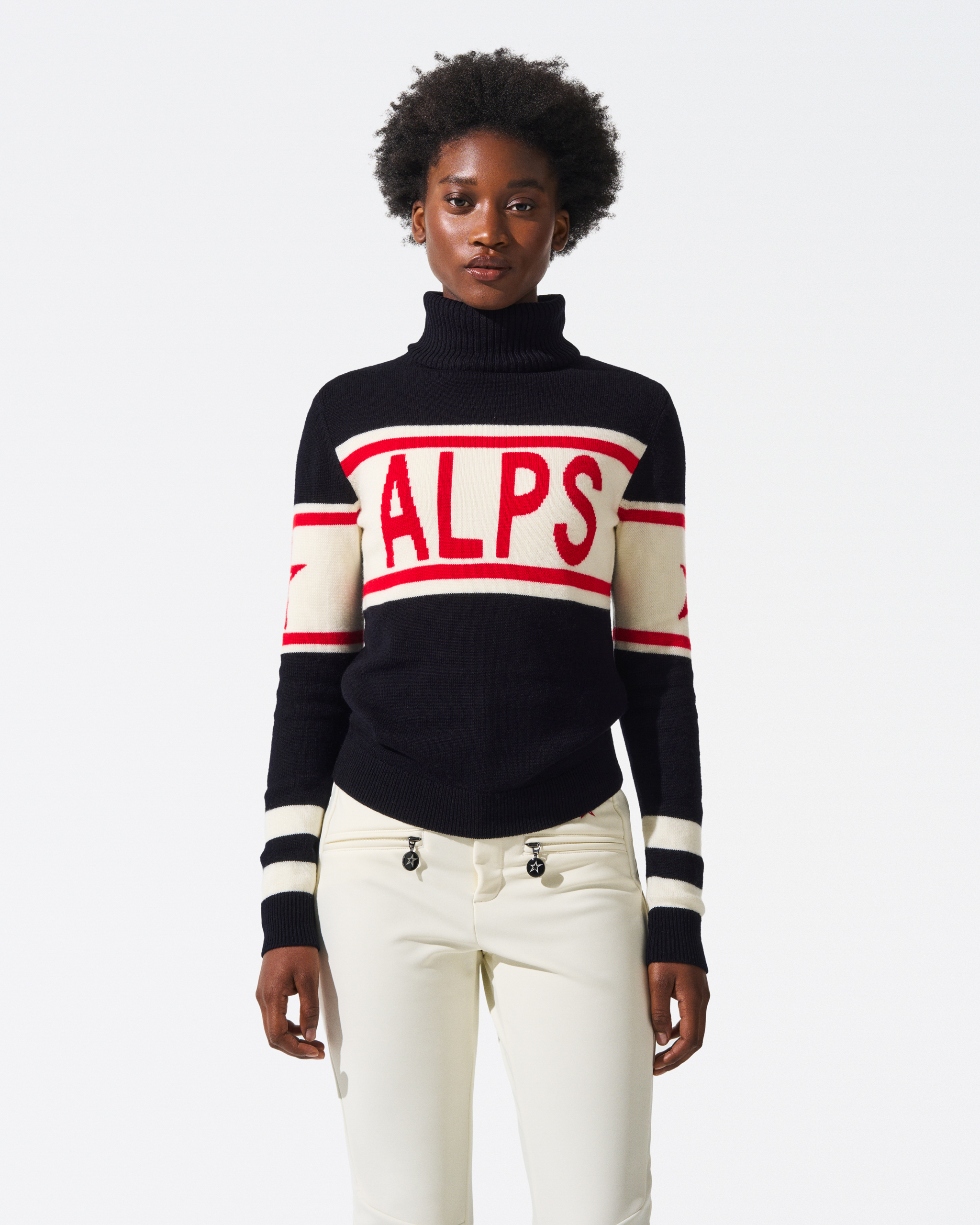 Perfect Moment Alps Merino Wool Sweater L In Navy