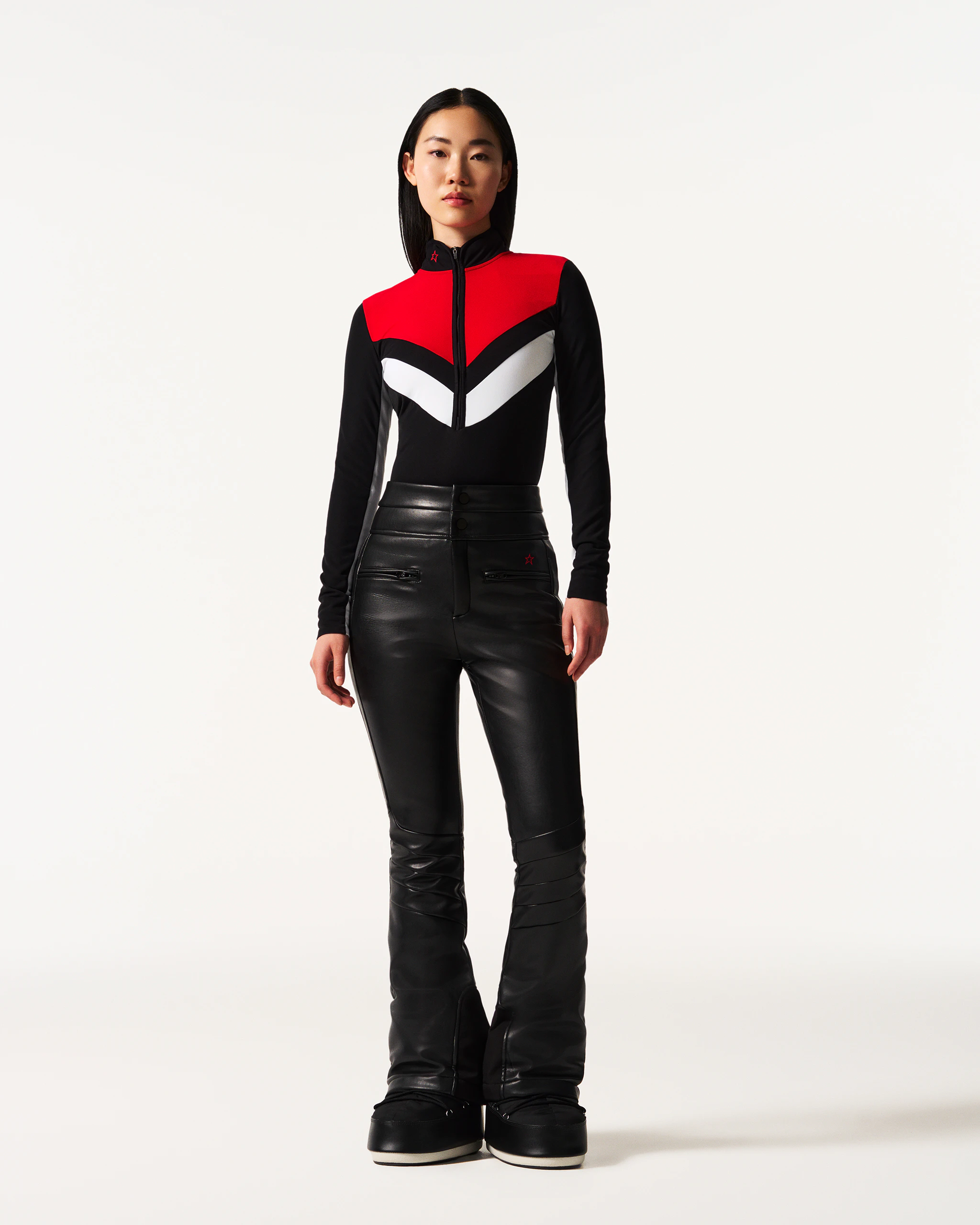 Vegan Leather High-Waist Aurora Flare Ski Pant | Perfect Moment