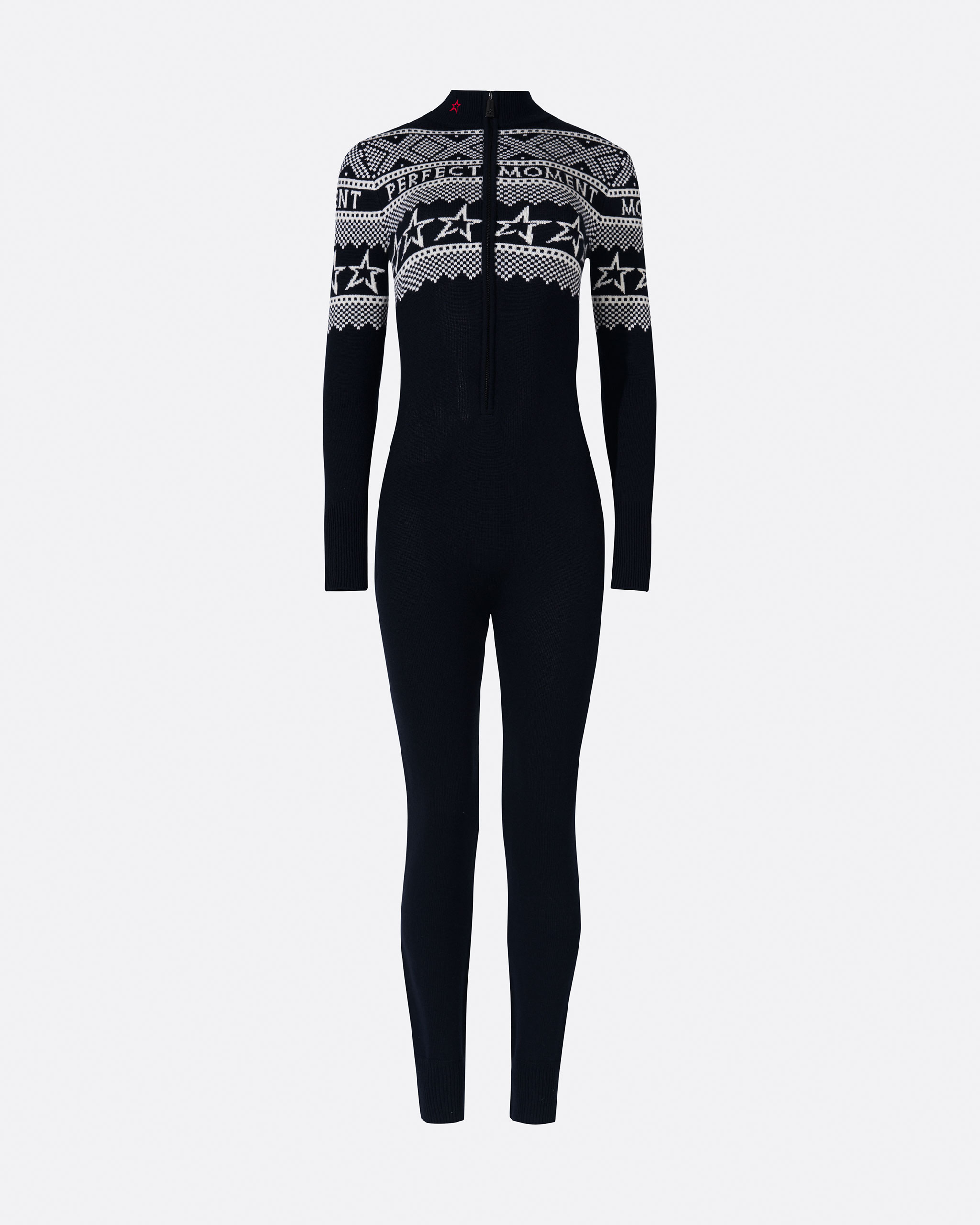 Perfect Moment Intarsia-knit Merino Wool Jumpsuit Xl In Black