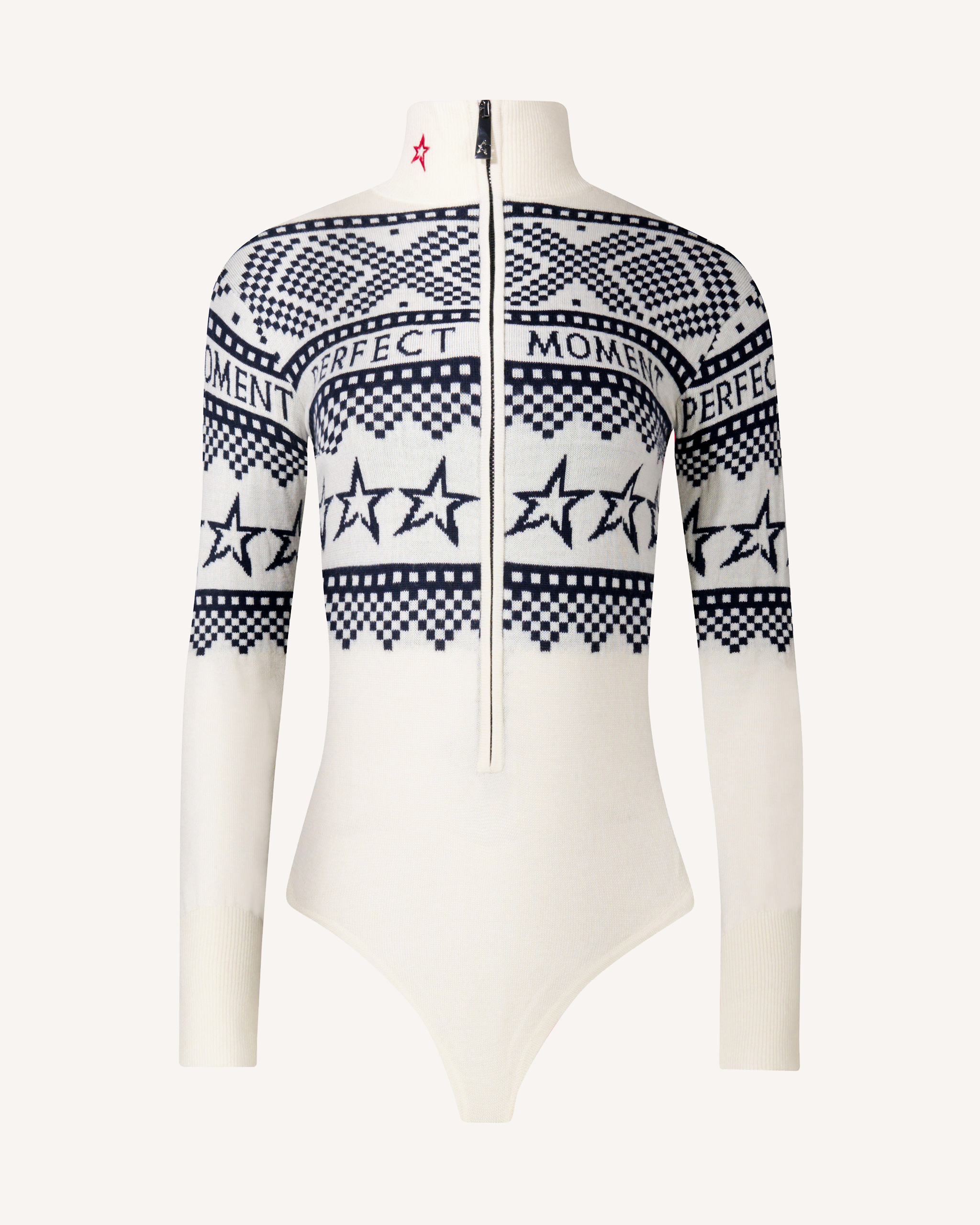 Perfect Moment Intarsia-knit Merino Wool Bodysuit L In Blue