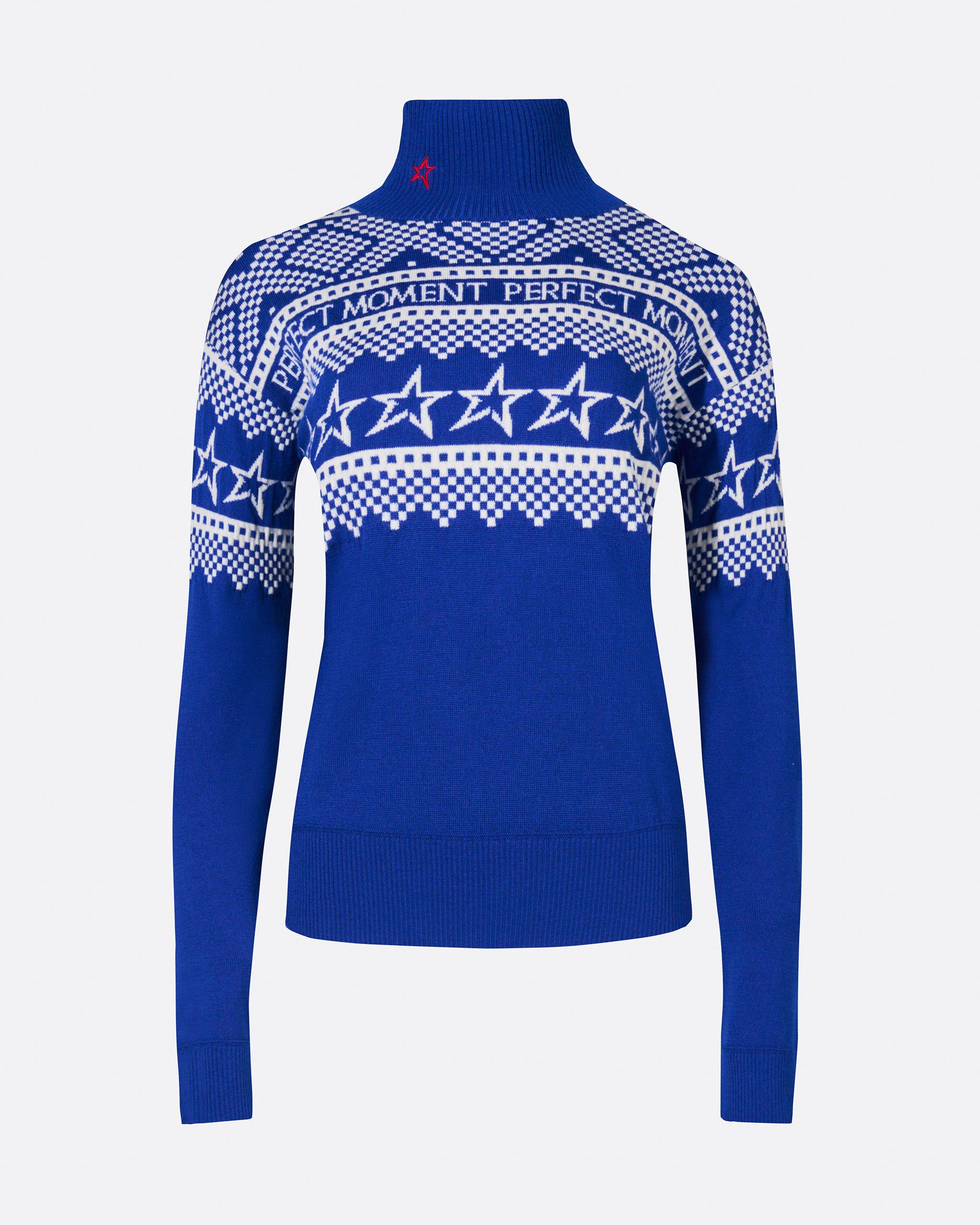 Perfect Moment Intarsia-knit Merino Wool Turtleneck Xs In True-indigo