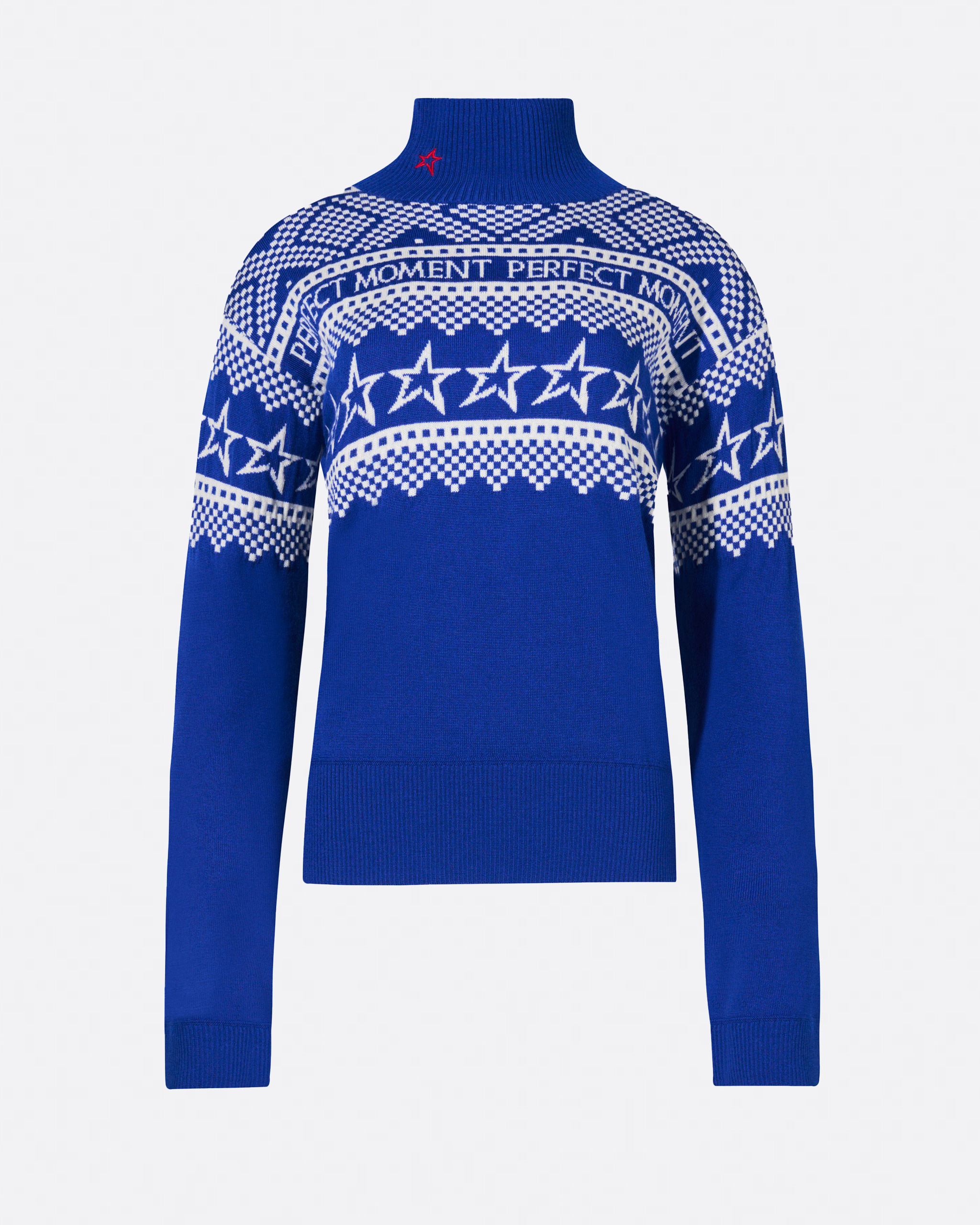 Perfect Moment Intarsia-knit Merino Wool Turtleneck Xs In True-indigo