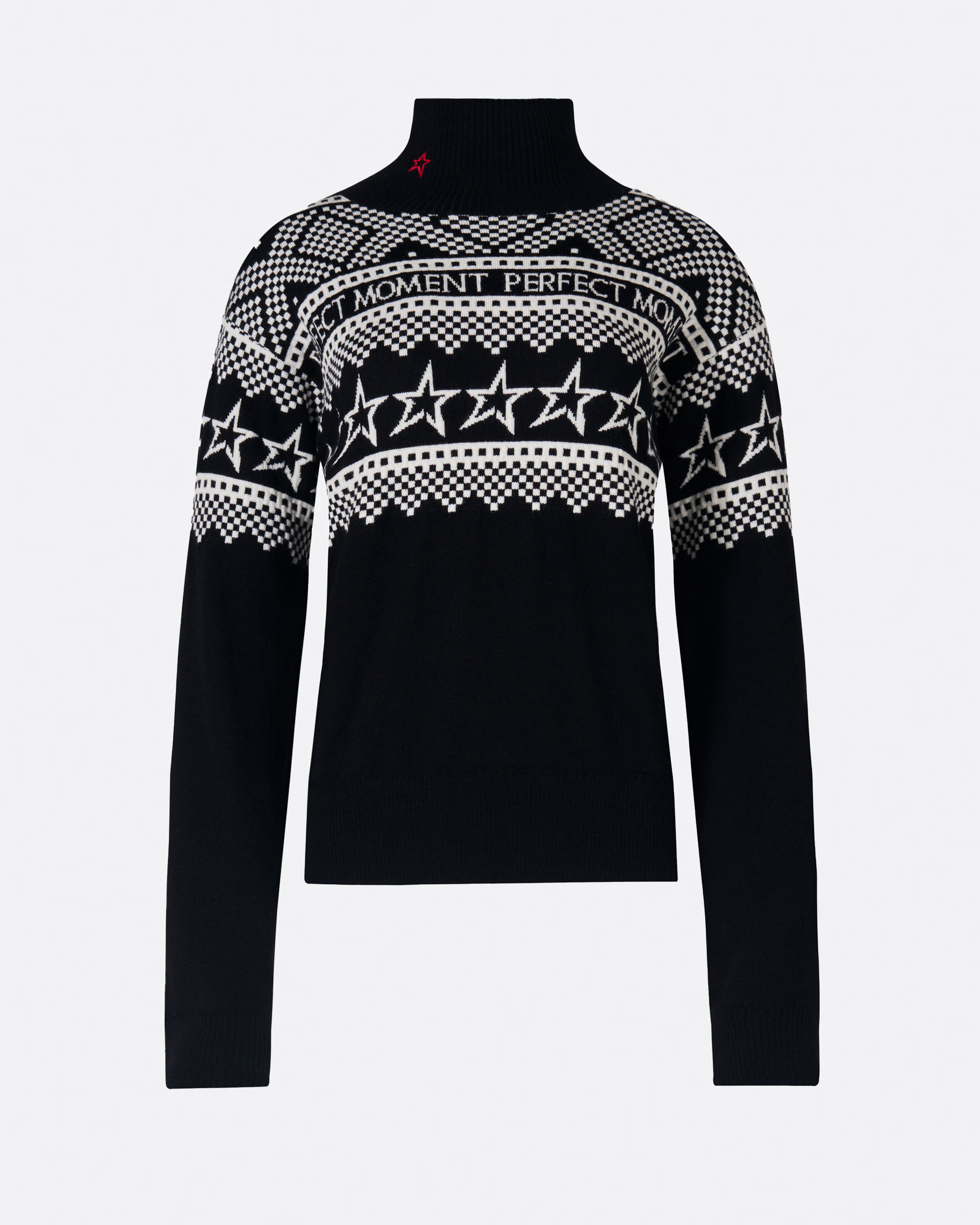 Perfect Moment Intarsia-knit Merino Wool Turtleneck In Black