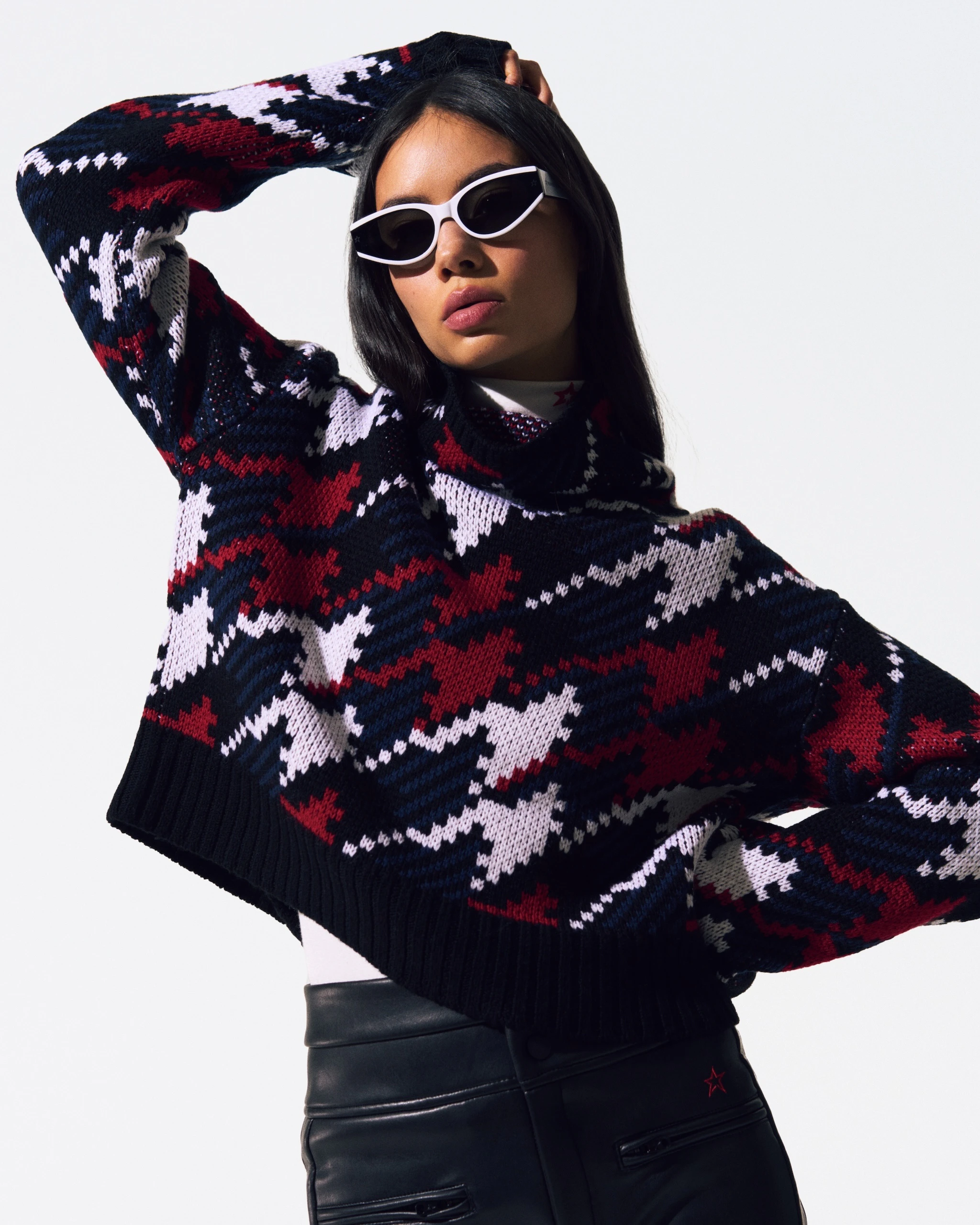 Houndstooth Merino Wool Turtleneck Sweater 1 Houndstooth Merino Wool Turtleneck Sweater