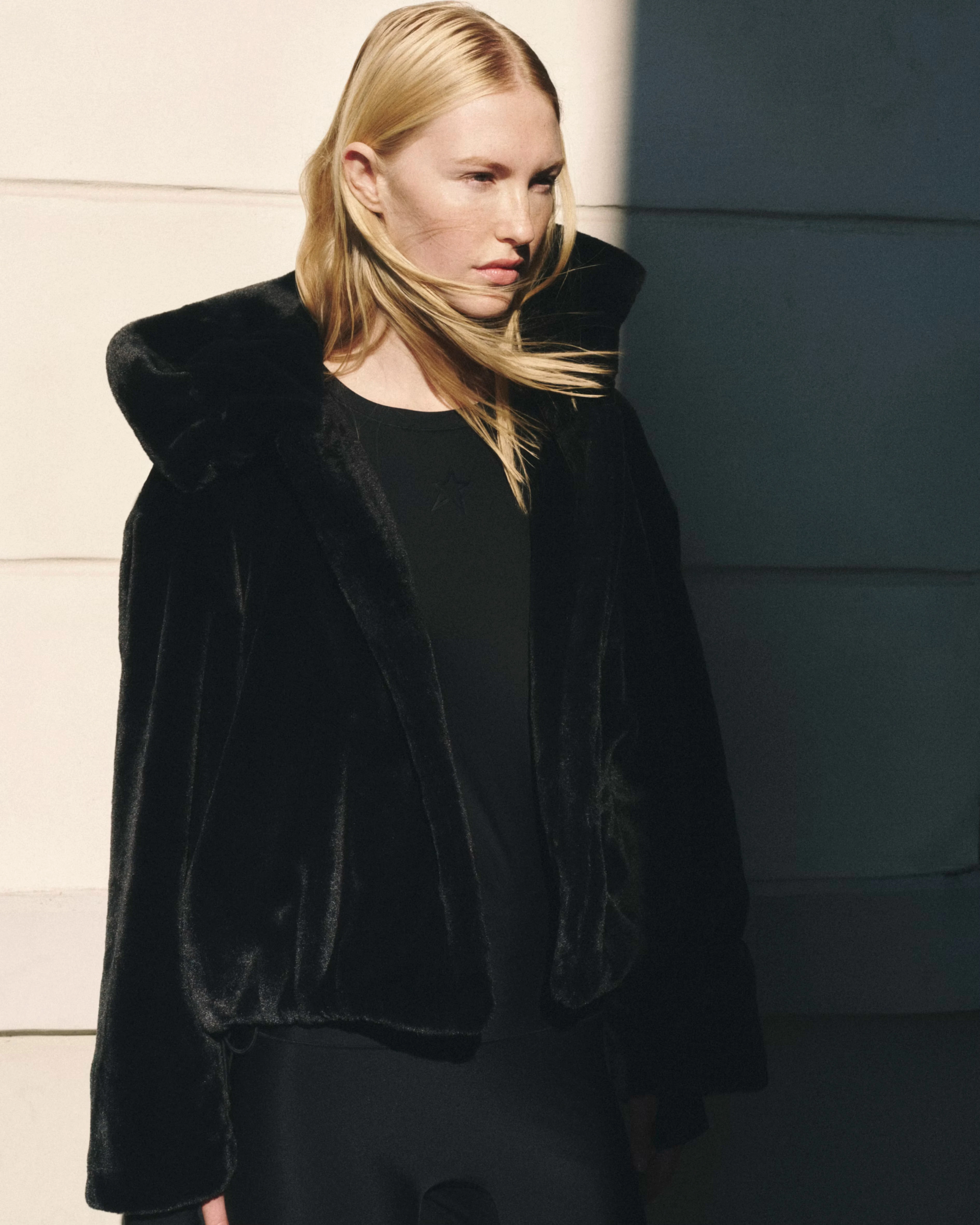Women's Black Faux Fur Hoodie Jacket | Perfect Moment | Perfect Moment