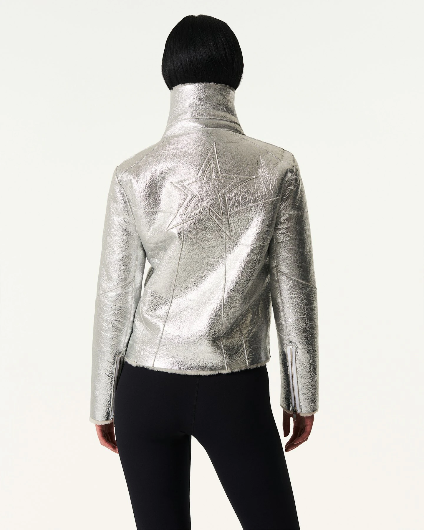 Sloan Metallic Leather Aviator Jacket 4