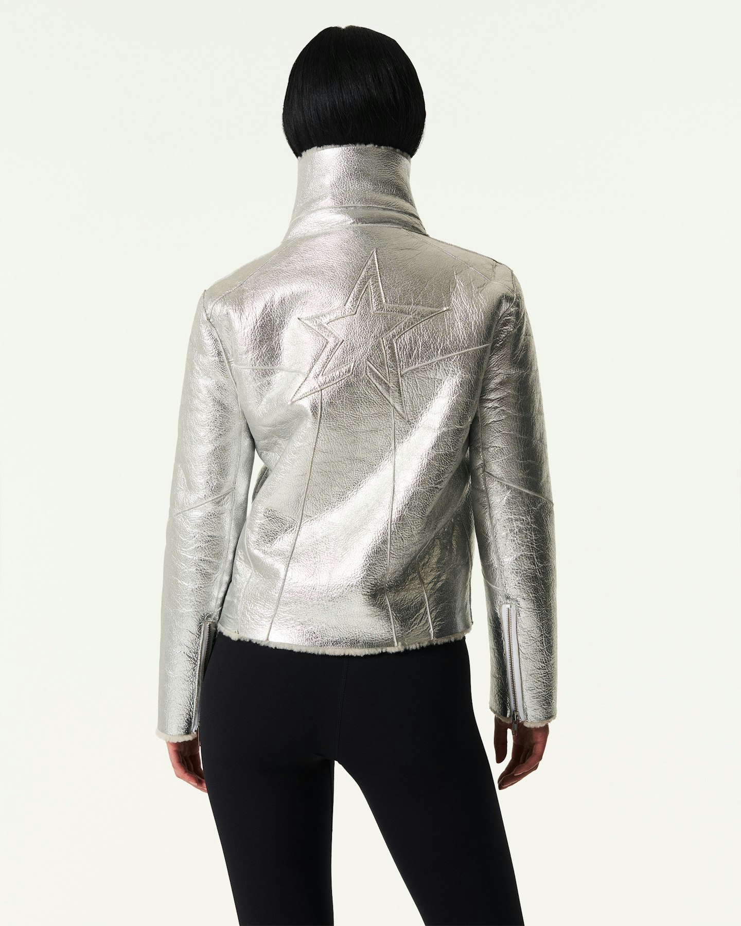 Sloan Metallic Leather Aviator Jacket 5