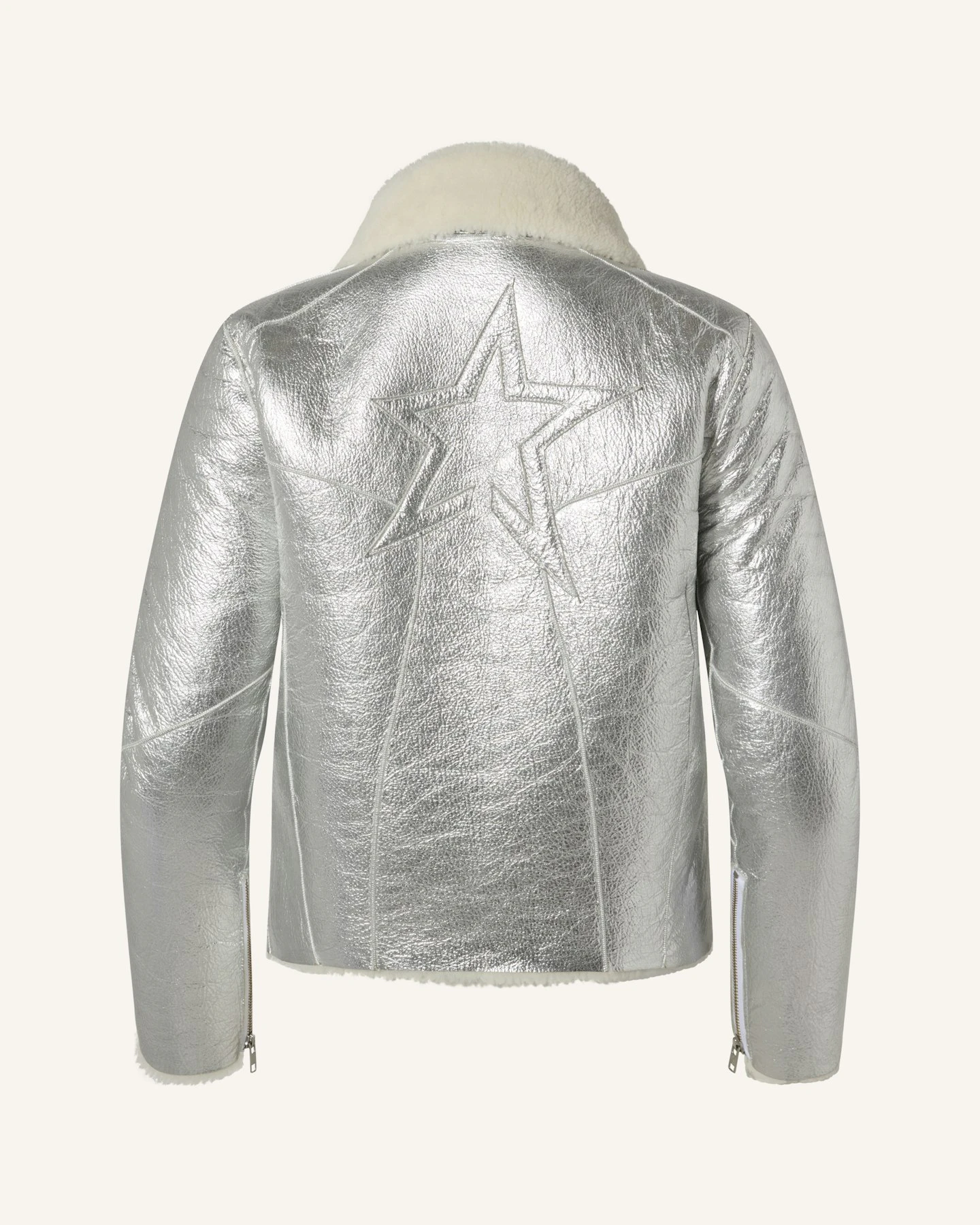 Sloan Metallic Leather Aviator Jacket 5