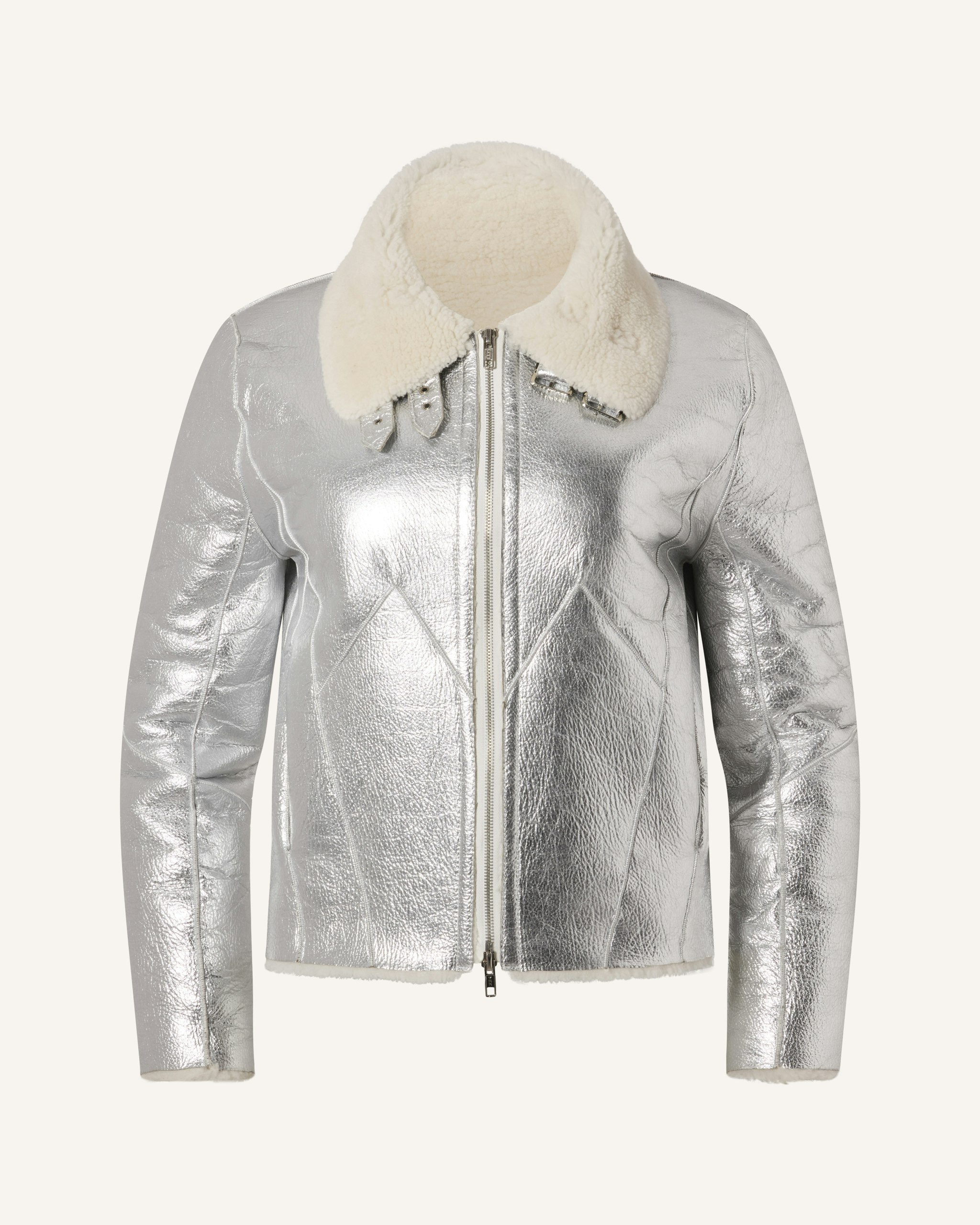 Sloan Metallic Leather Aviator Jacket 0 Sloan Metallic Leather Aviator Jacket