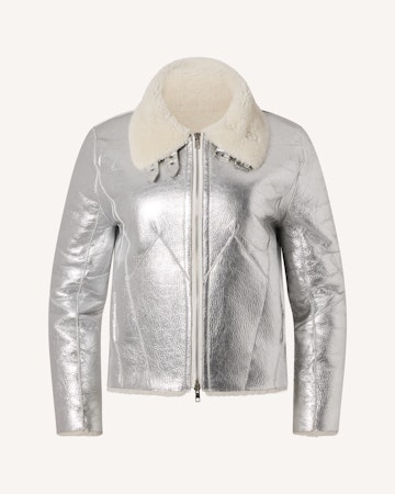 Sloan Metallic Leather Aviator Jacket 0 Sloan Metallic Leather Aviator Jacket