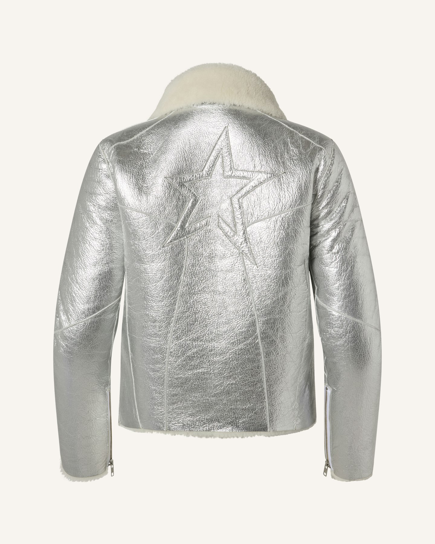 Sloan Metallic Leather Aviator Jacket 6