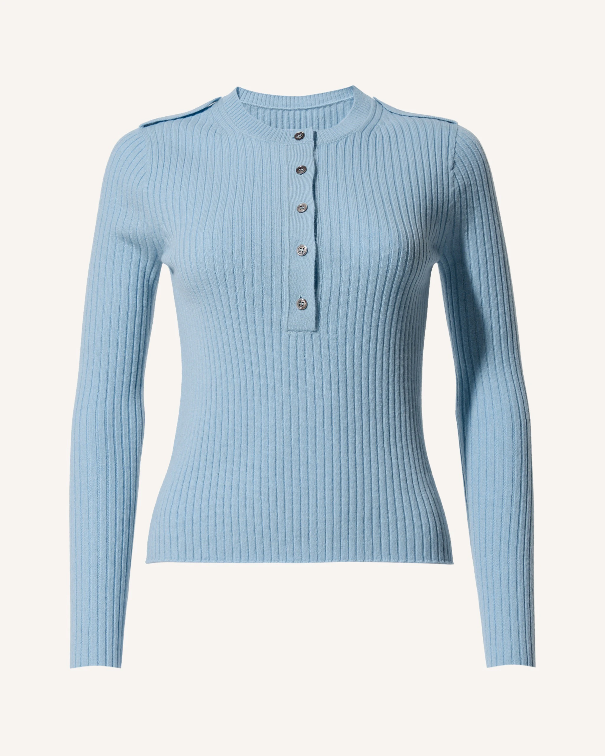 Ribbed Henley Wool & Cashmere Top 0
