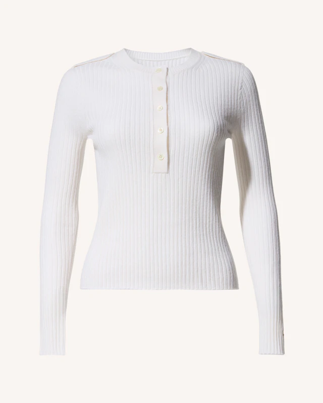Ribbed Henley Wool & Cashmere Top 0 Ribbed Henley Wool & Cashmere Top