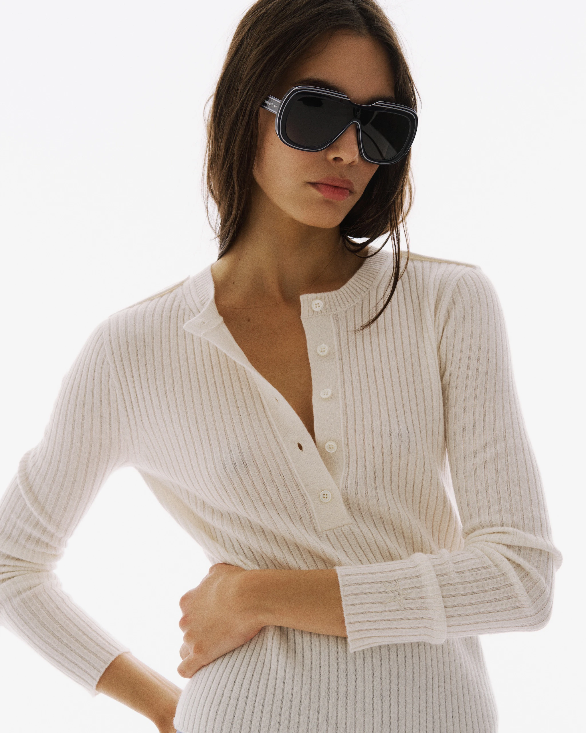 Ribbed Henley Wool & Cashmere Top 1 Ribbed Henley Wool & Cashmere Top