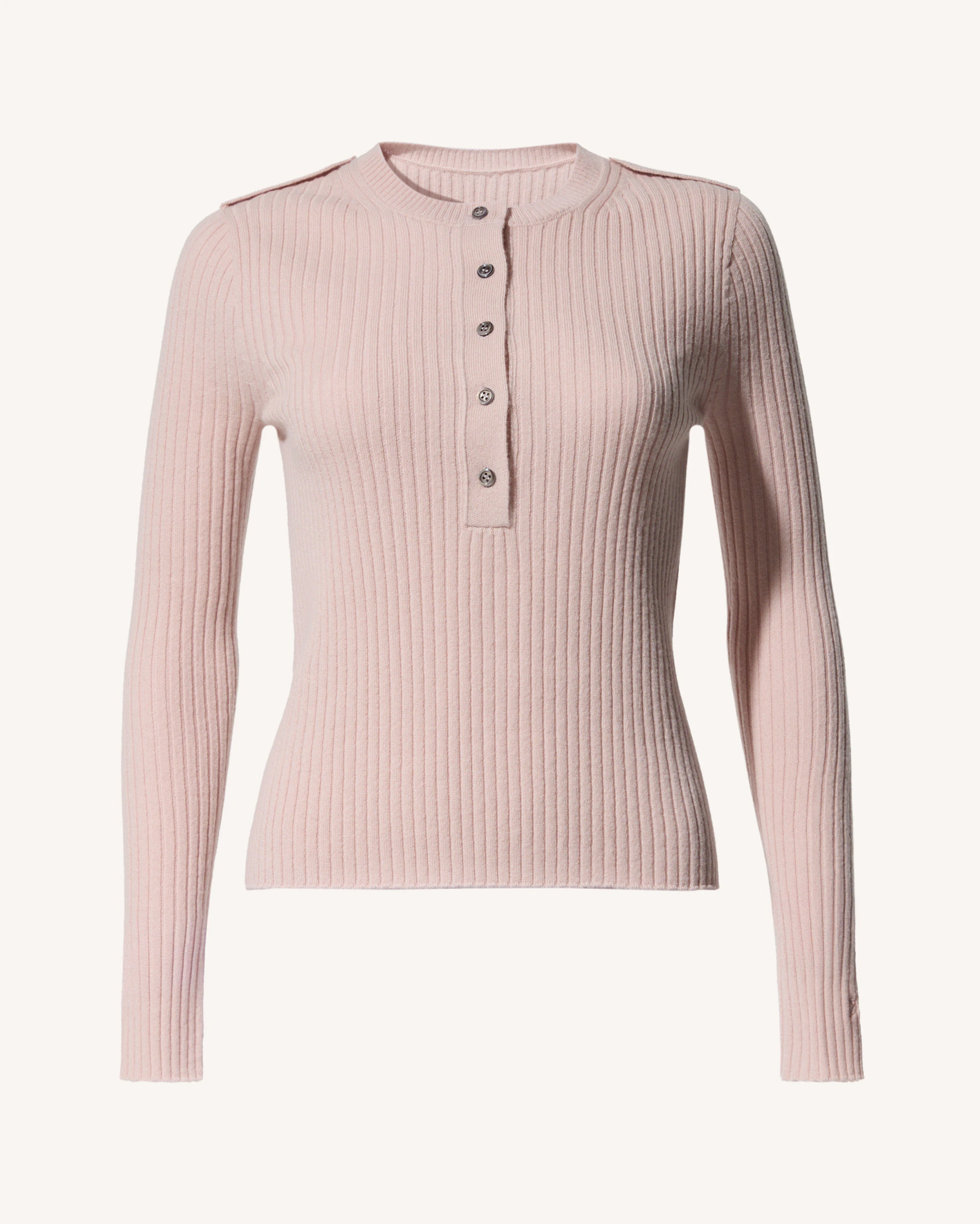 Ribbed Henley Wool & Cashmere Top 0