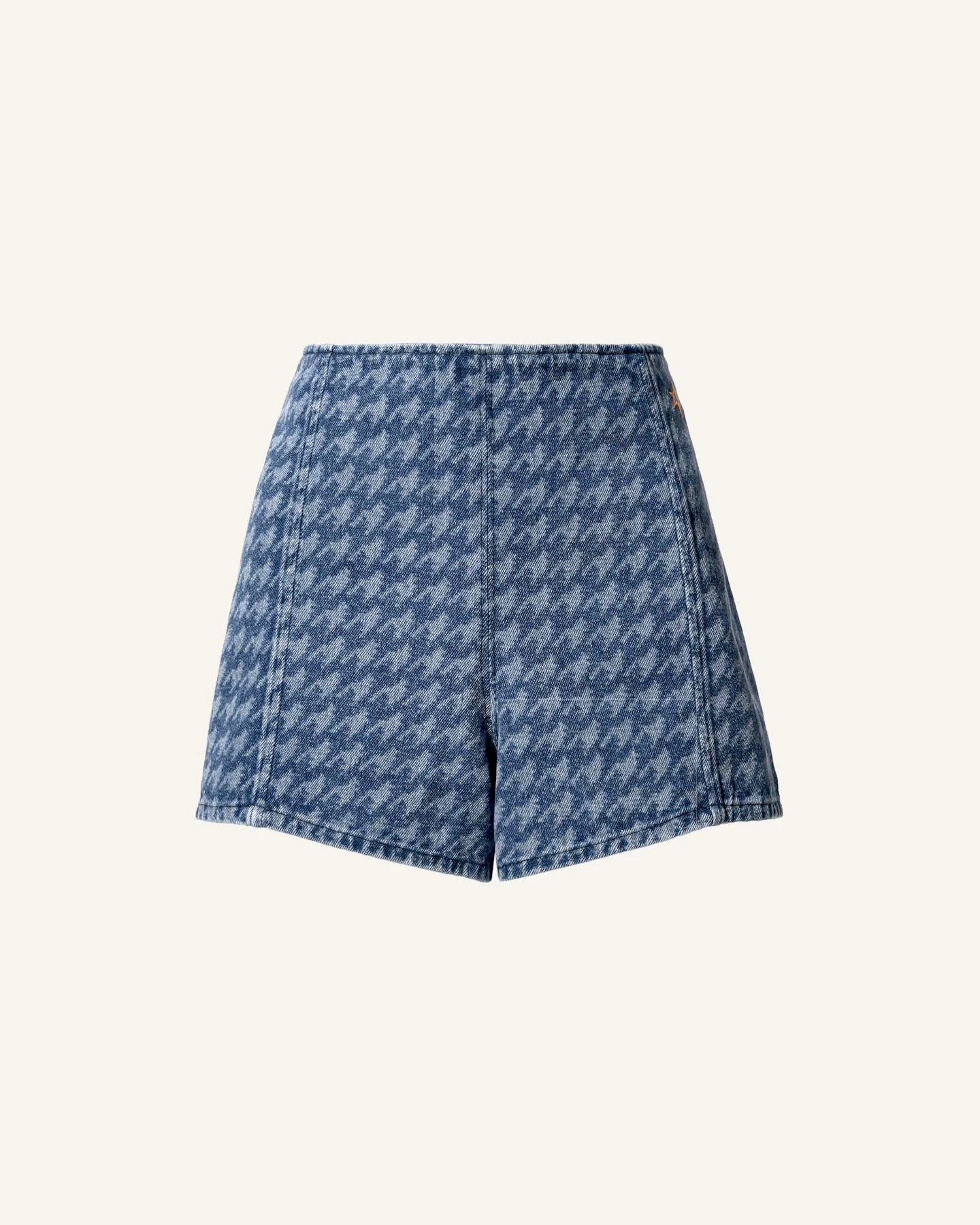 Houndstooth Denim Shorts 0