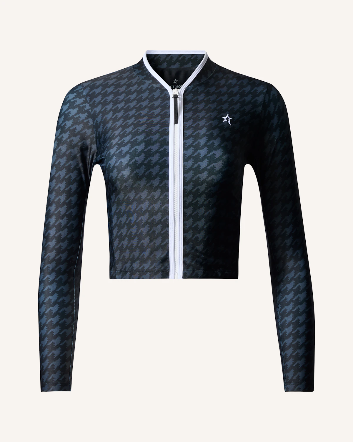 Long Sleeve Houndstooth Rash Guard Top