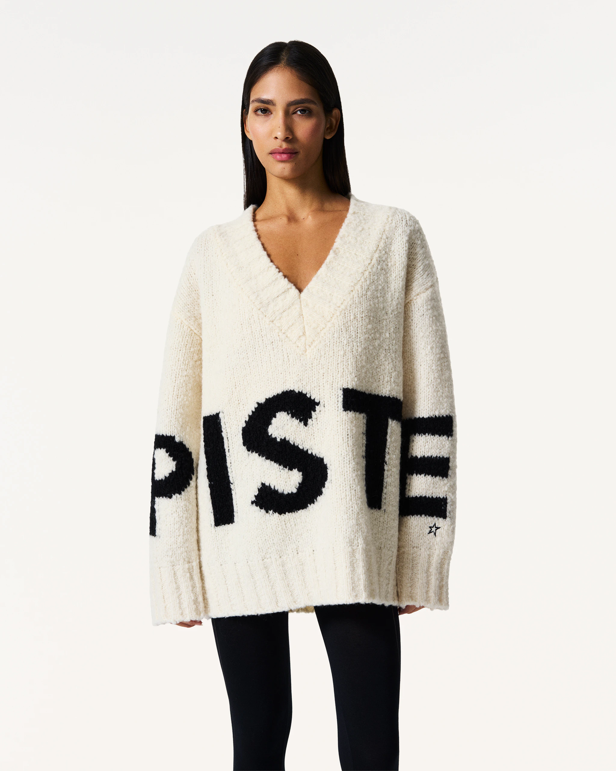Oversized Wool V-Neck Piste Sweater 2