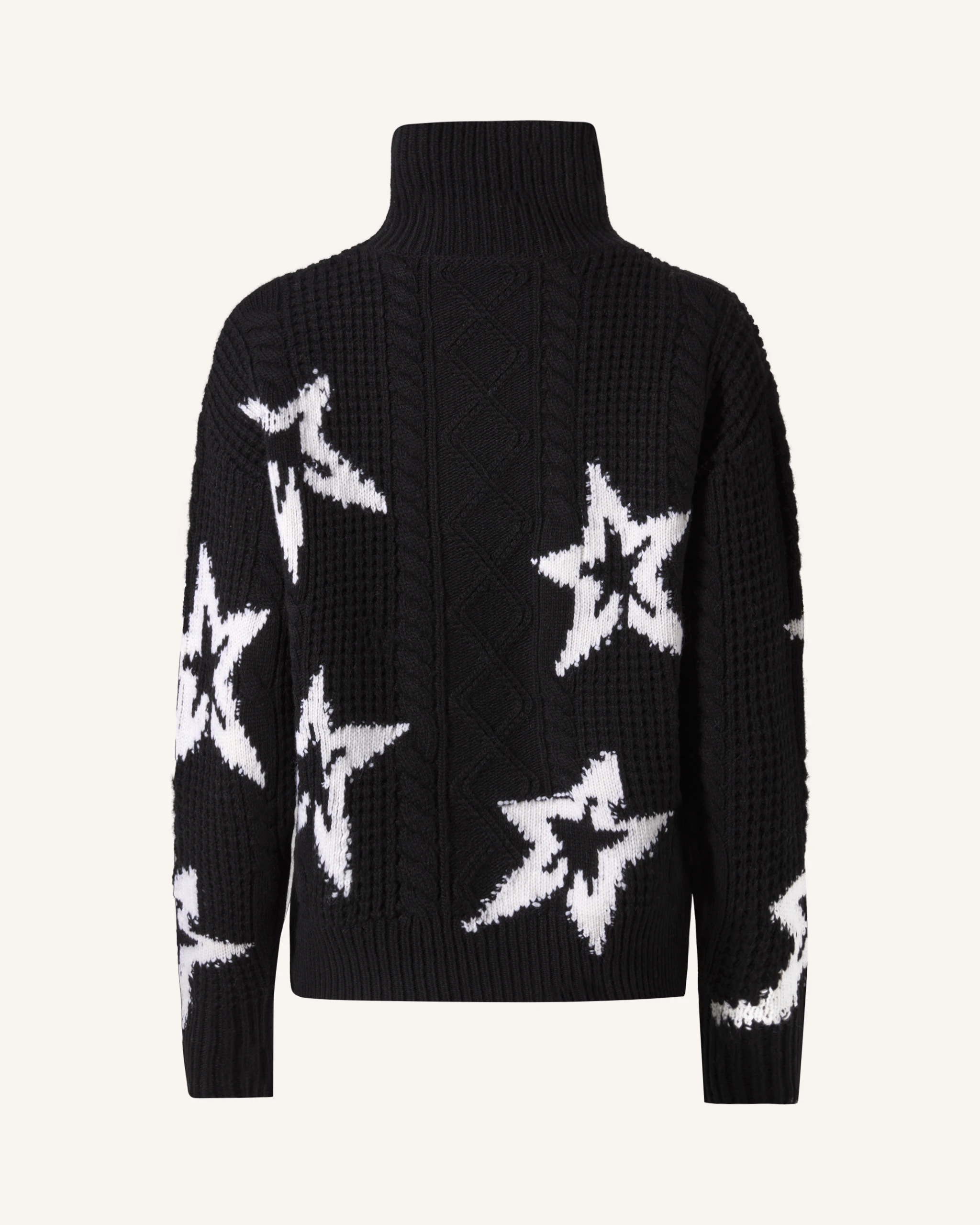 Wool Cable Star Turtleneck Sweater 1 Wool Cable Star Turtleneck Sweater